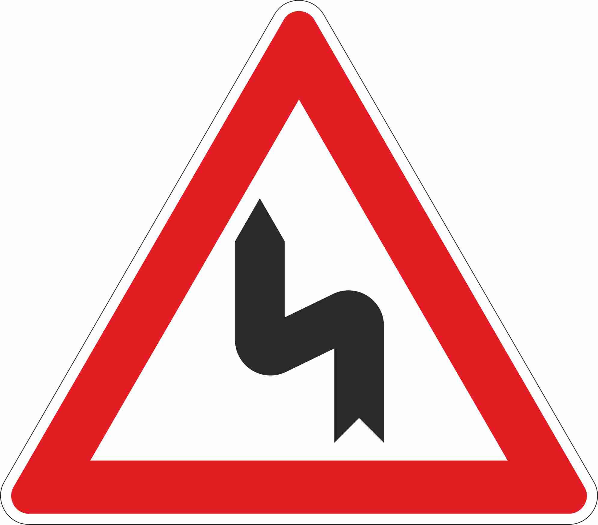Doppelkurve, links beginnend §50/2d - Schild