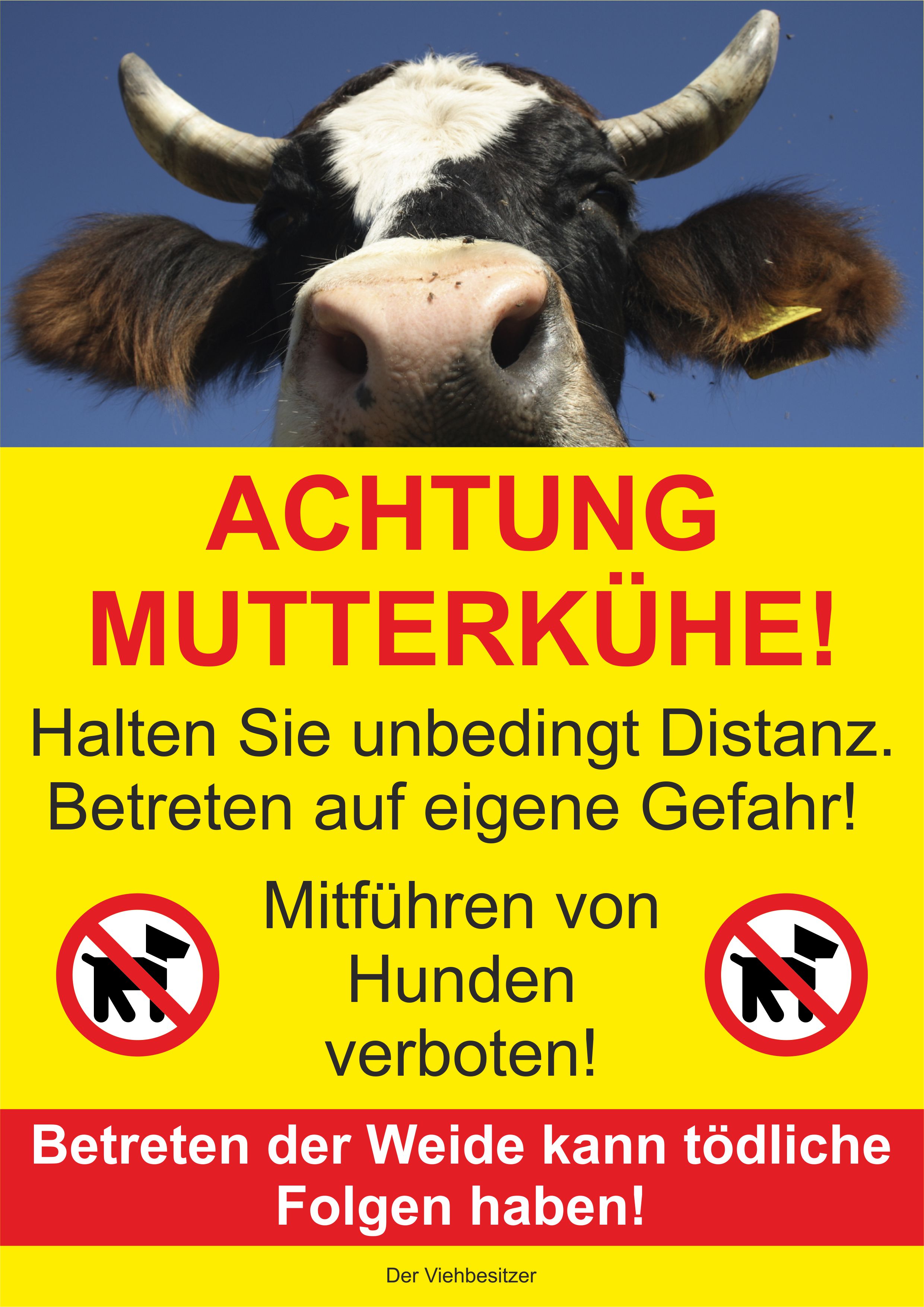 Achtung Mutterkühe! - Schild