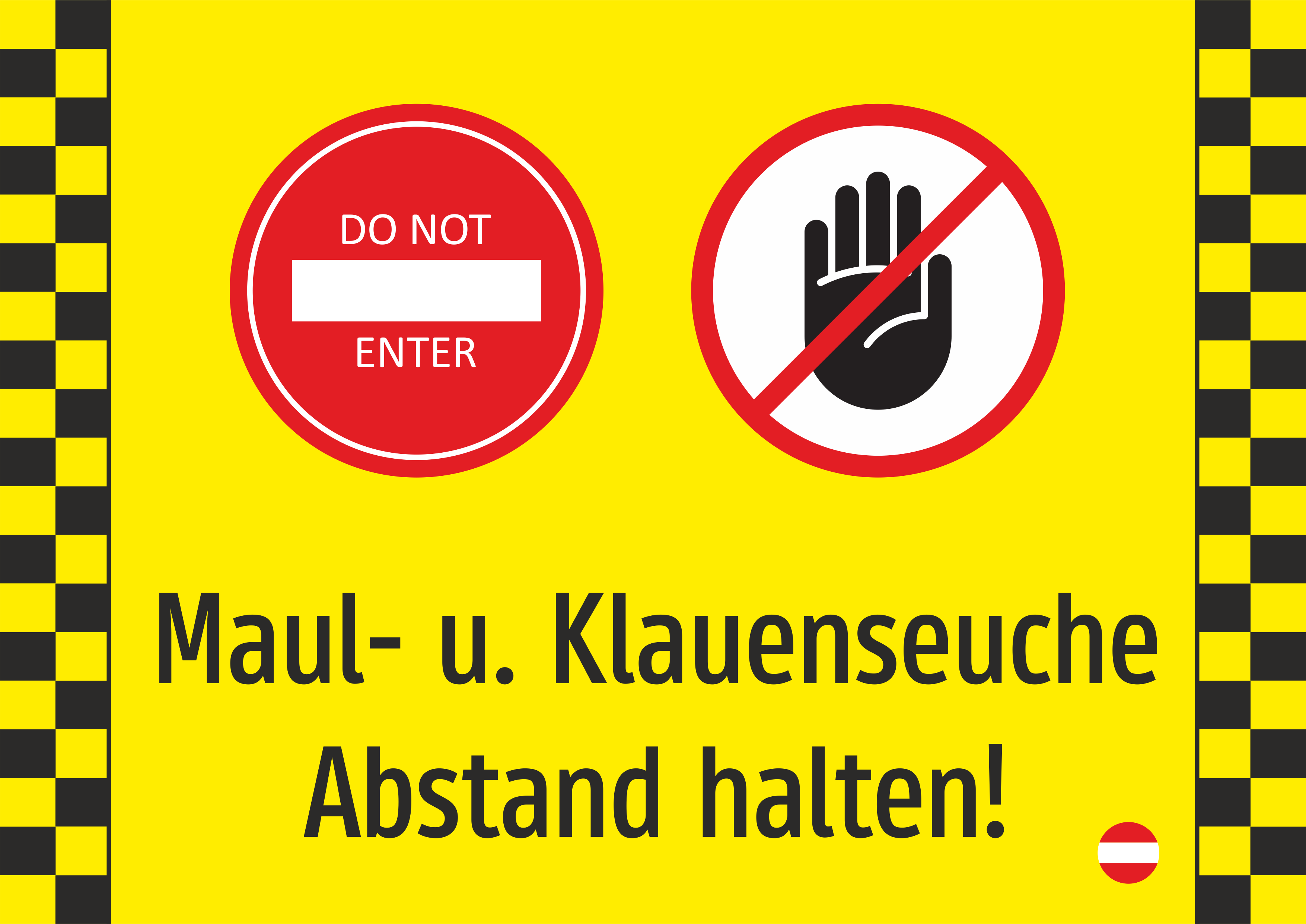 Maul- und Klauenseuche - Bitte Abstand halten! - Schild