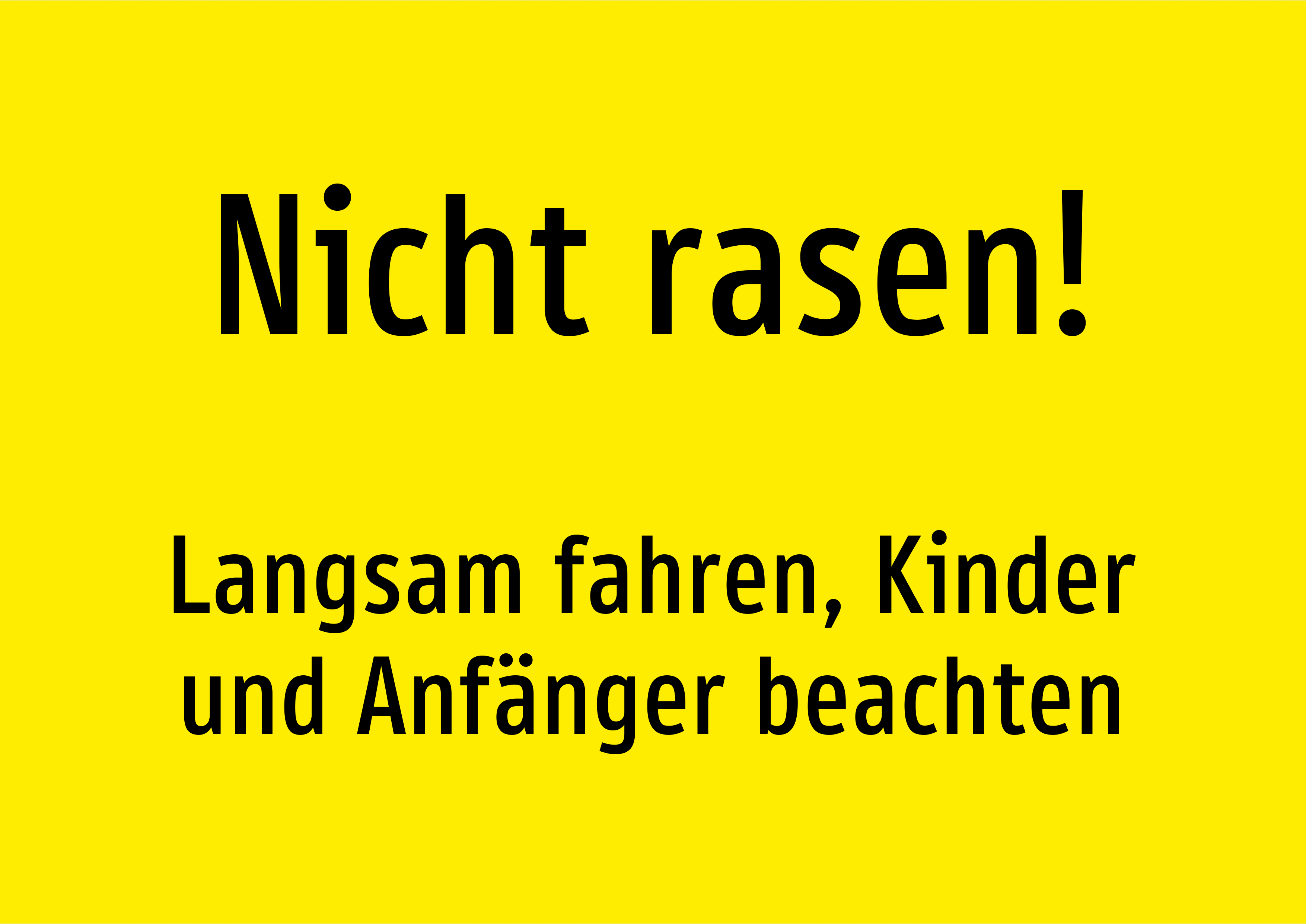 Nicht rasen! - Langsam fahren, Kinder und Anfänger beachten - Schild - Produktbild 2