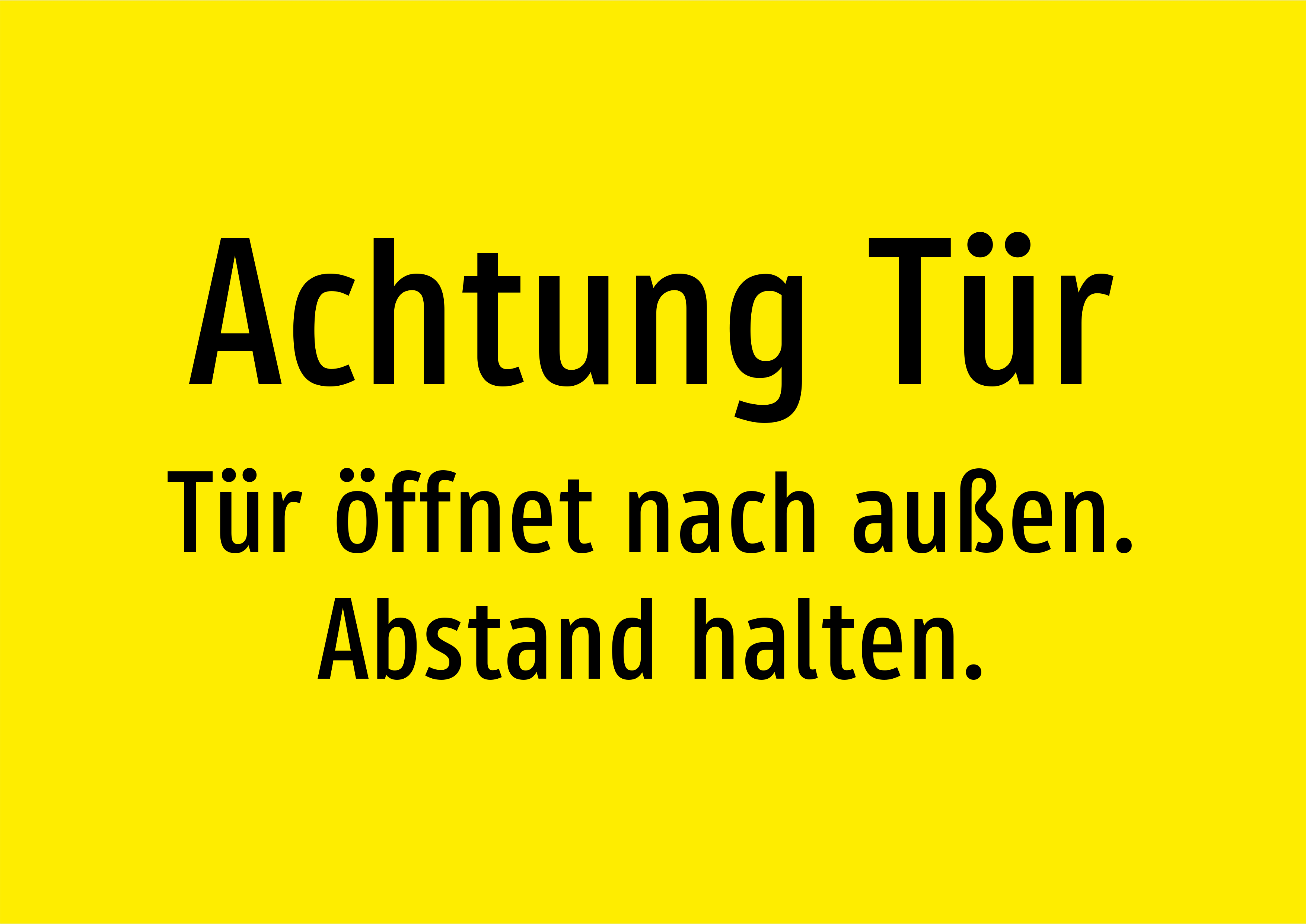 Achtung Tür - Tür öffnet nach außen. Abstand halten. - Schild - Produktbild 2