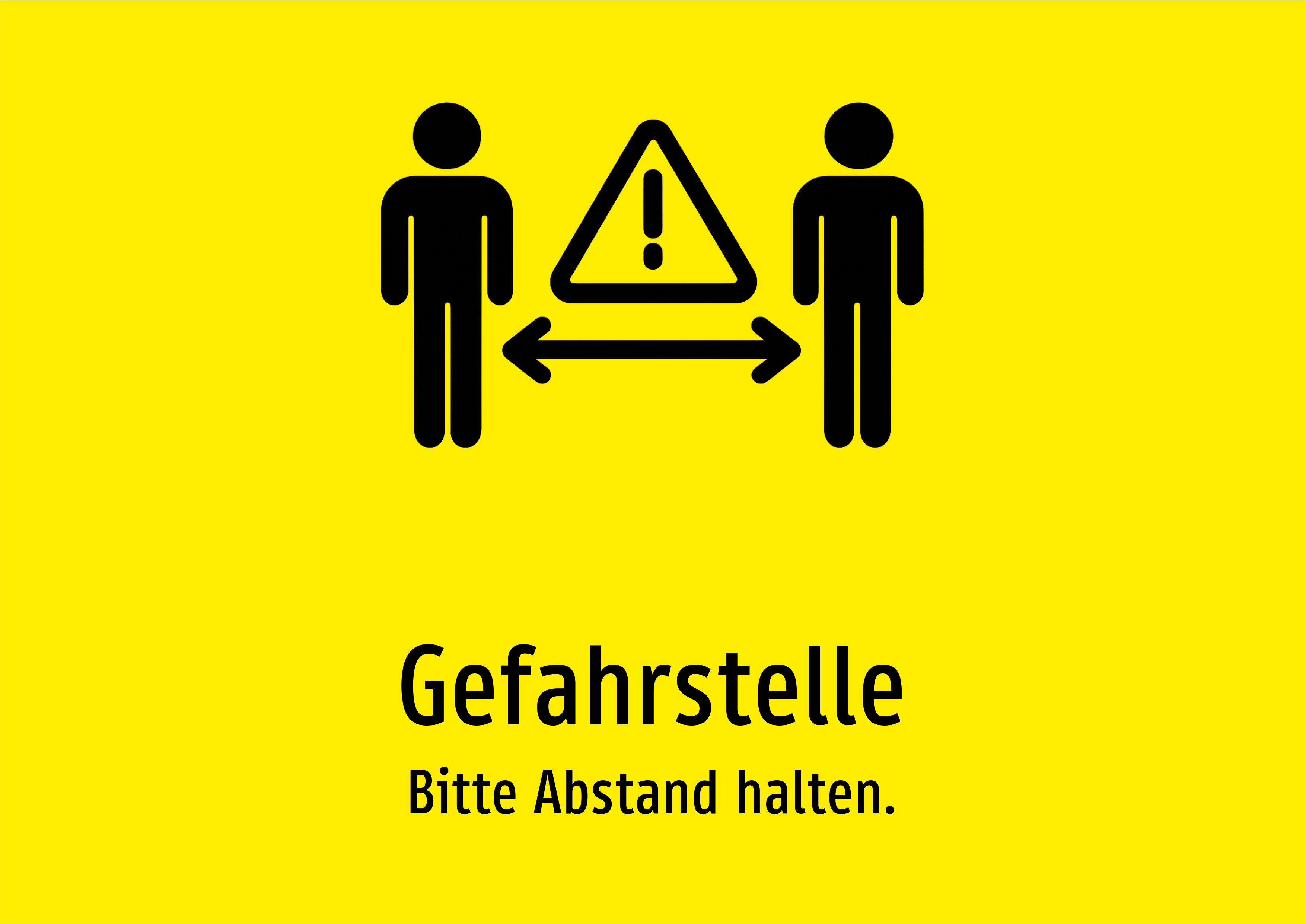 Gefahrstelle - Bitte Abstand halten. - Schild