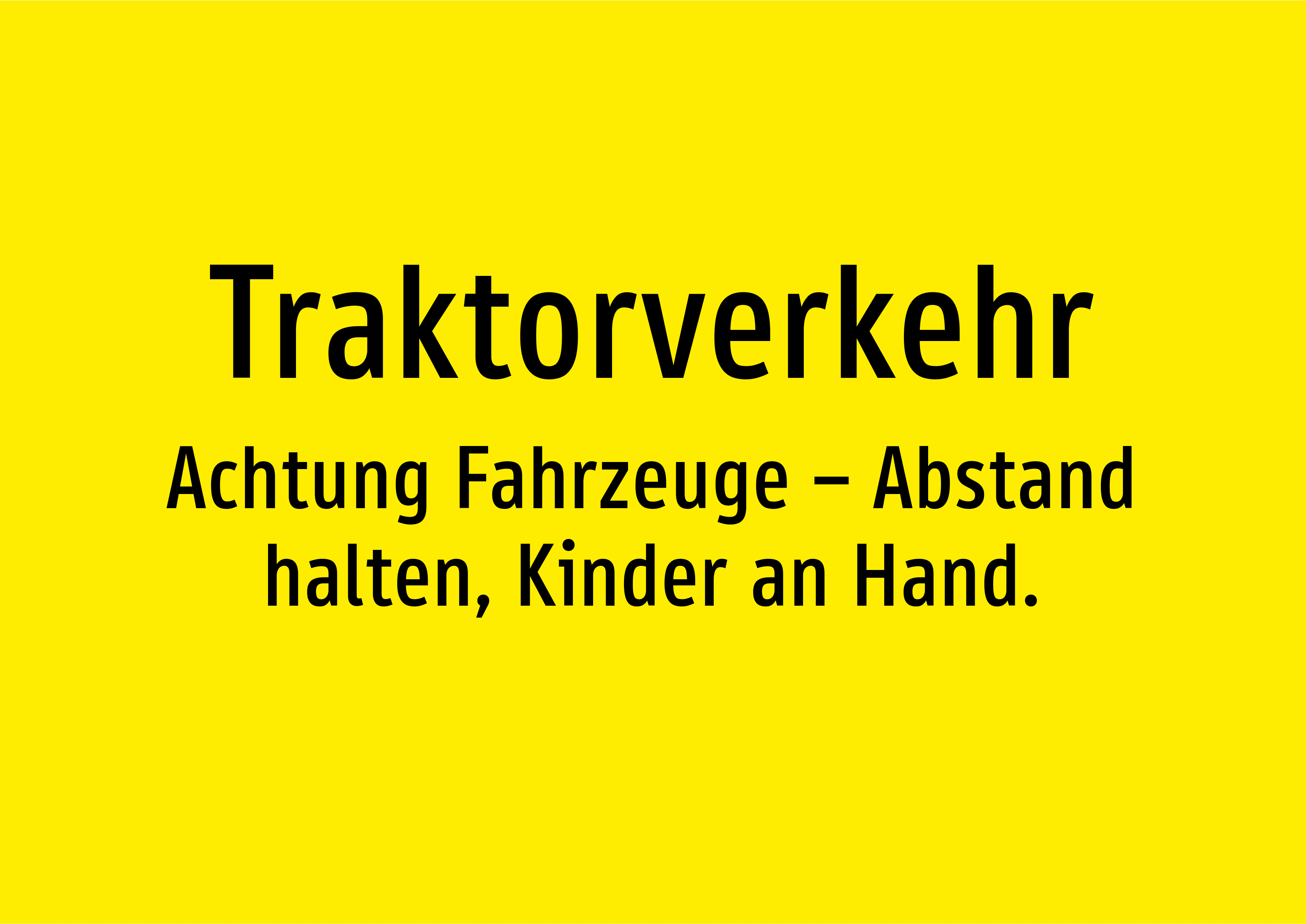 Traktorverkehr - Achtung Fahrzeuge – Abstand halten, Kinder an Hand. - Schild - Produktbild 2