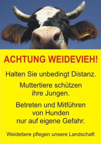 Achtung Weidevieh! - Schild