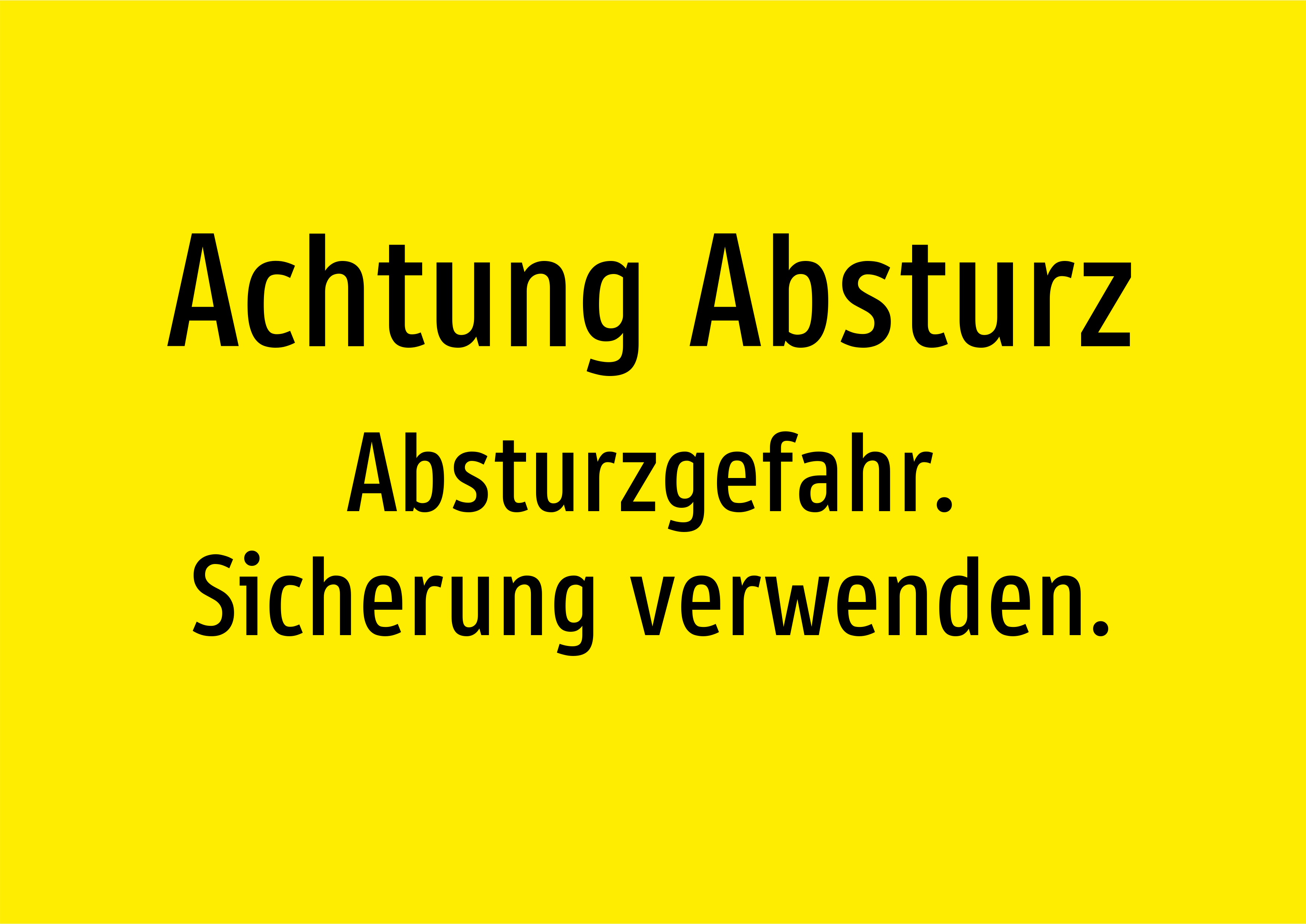 Achtung Absturz - Absturzgefahr. Sicherung verwenden. - Schild - Produktbild 2