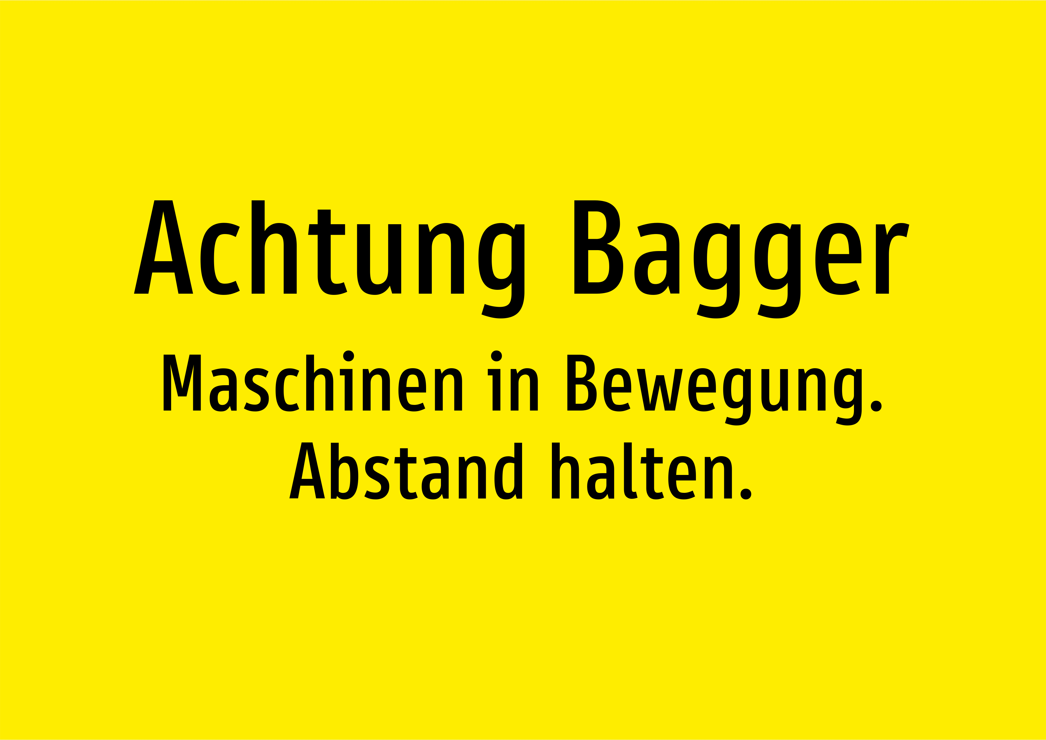 Achtung Bagger - Maschinen in Bewegung. Abstand halten. - Schild - Produktbild 2