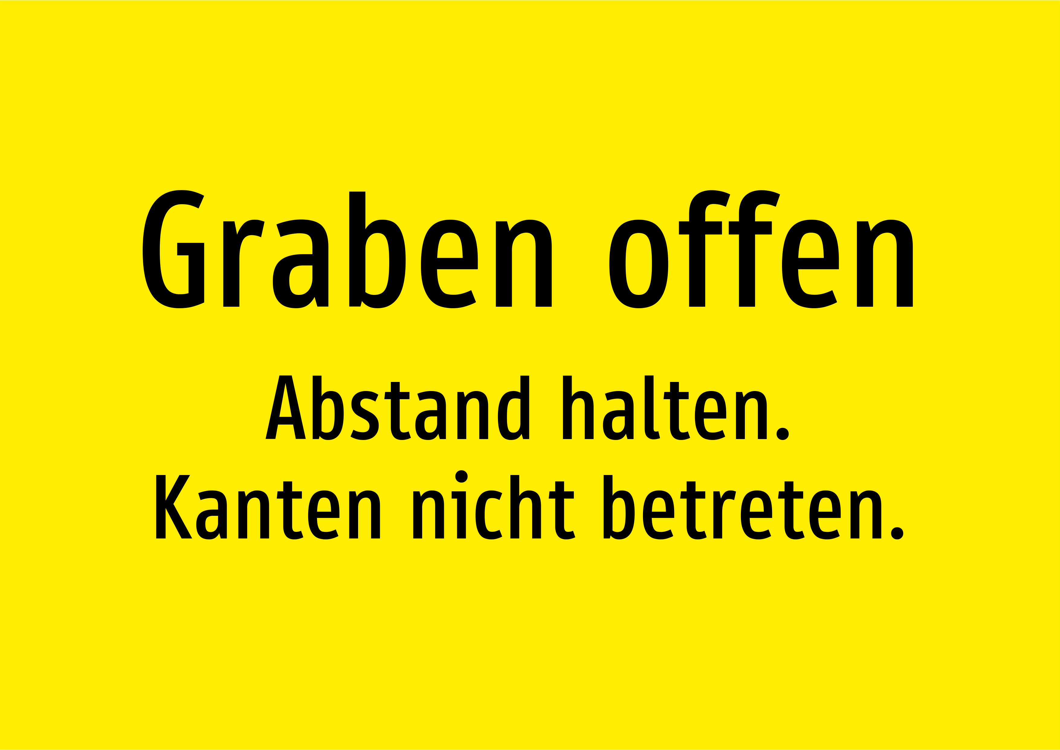 Graben offen - Abstand halten. Kanten nicht betreten. - Schild - Produktbild 2