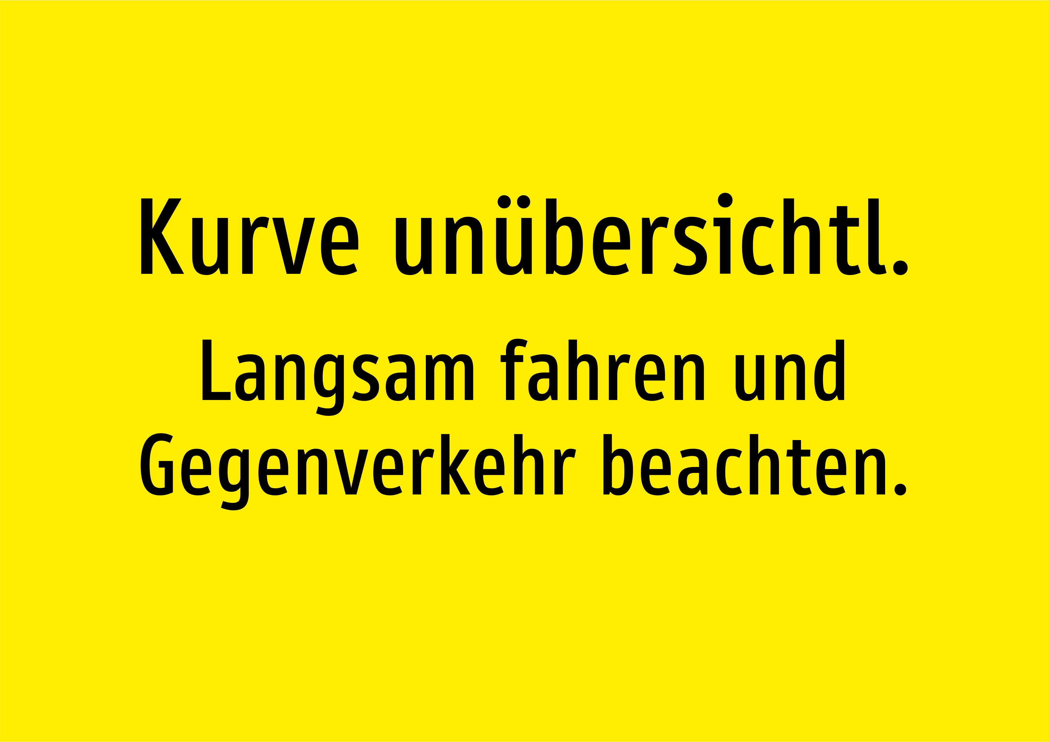 Kurve unübersichtl. - Langsam fahren und Gegenverkehr beachten. - Schild - Produktbild 2