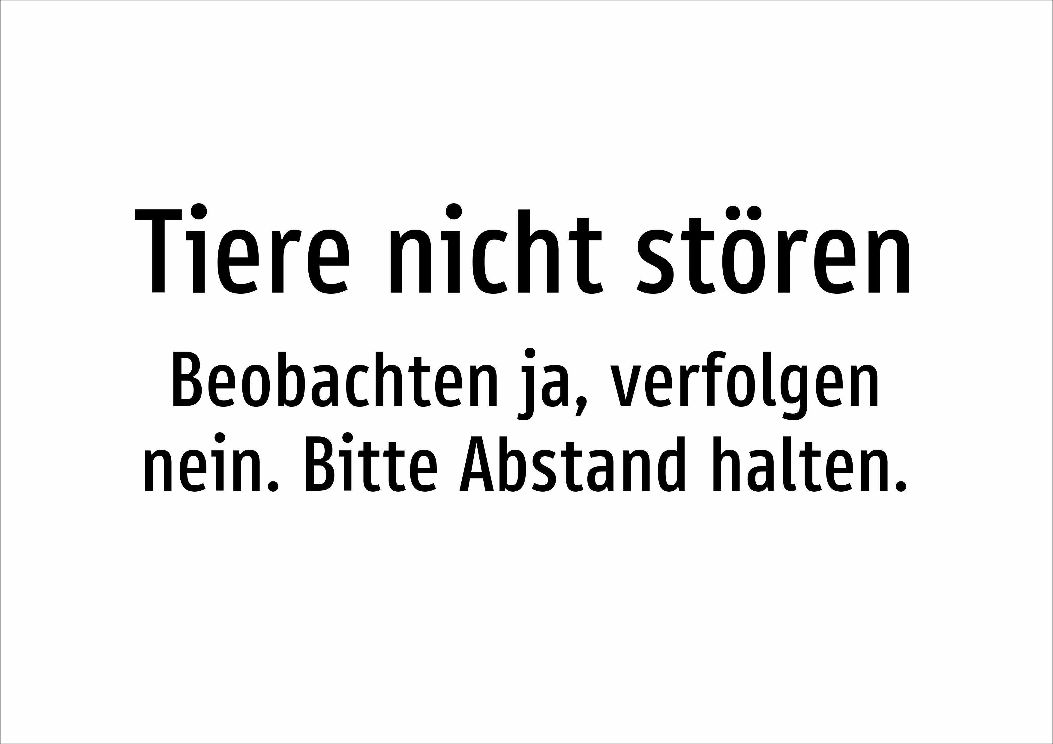 Tiere nicht stören - Beobachten ja, verfolgen nein. Bitte Abstand halten. - Schild - Produktbild 2
