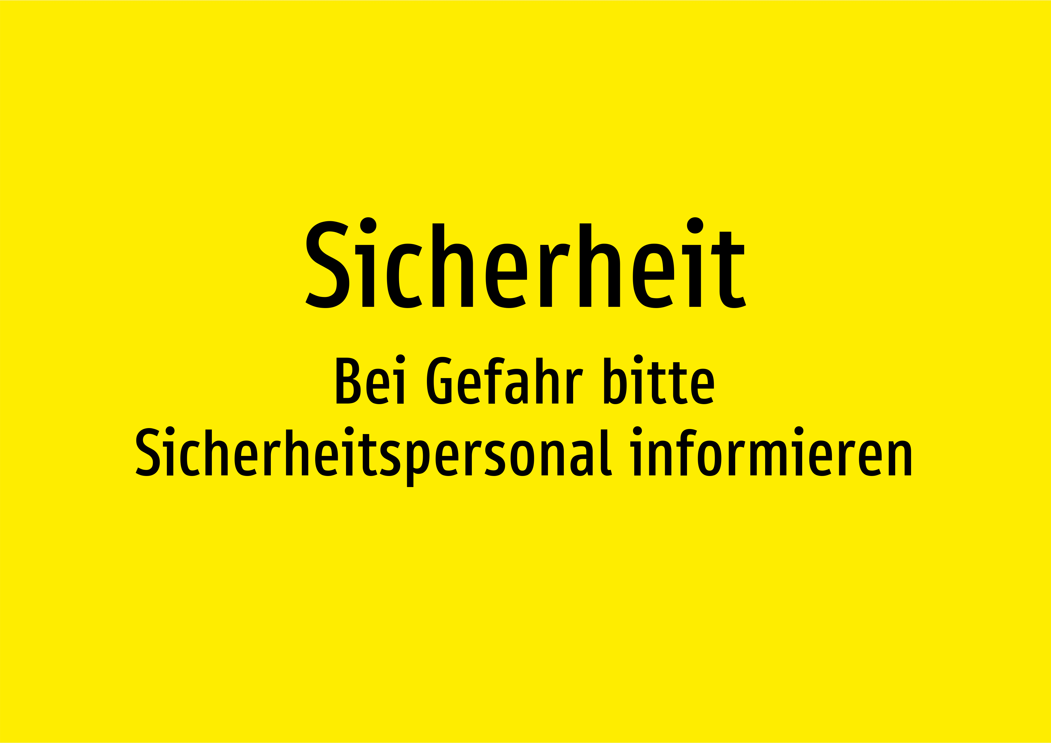 Sicherheit - Bei Gefahr bitte Sicherheitspersonal informieren - Schild - Produktbild 2