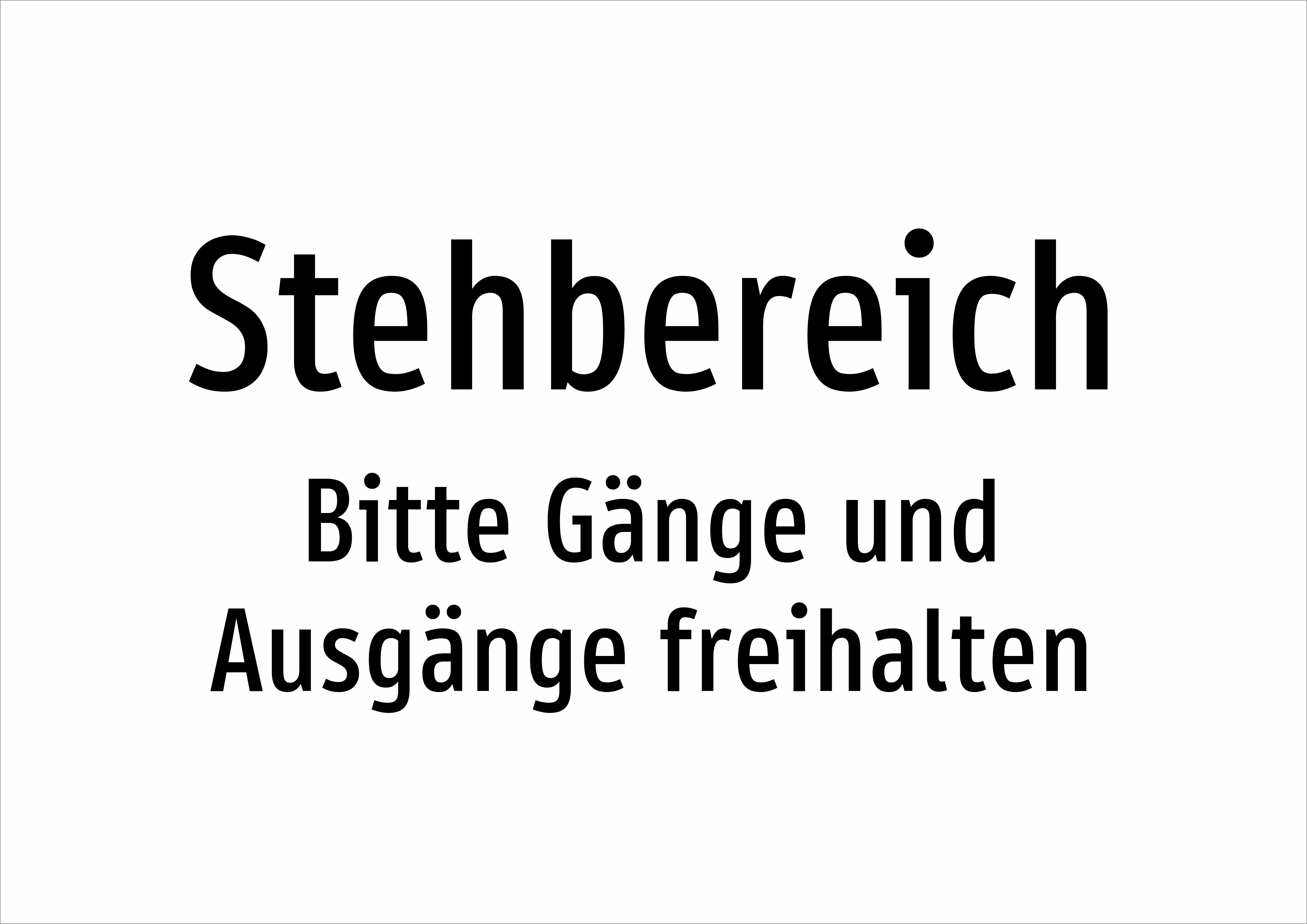 Stehbereich - Bitte Gänge und Ausgänge freihalten - Schild - Produktbild 2
