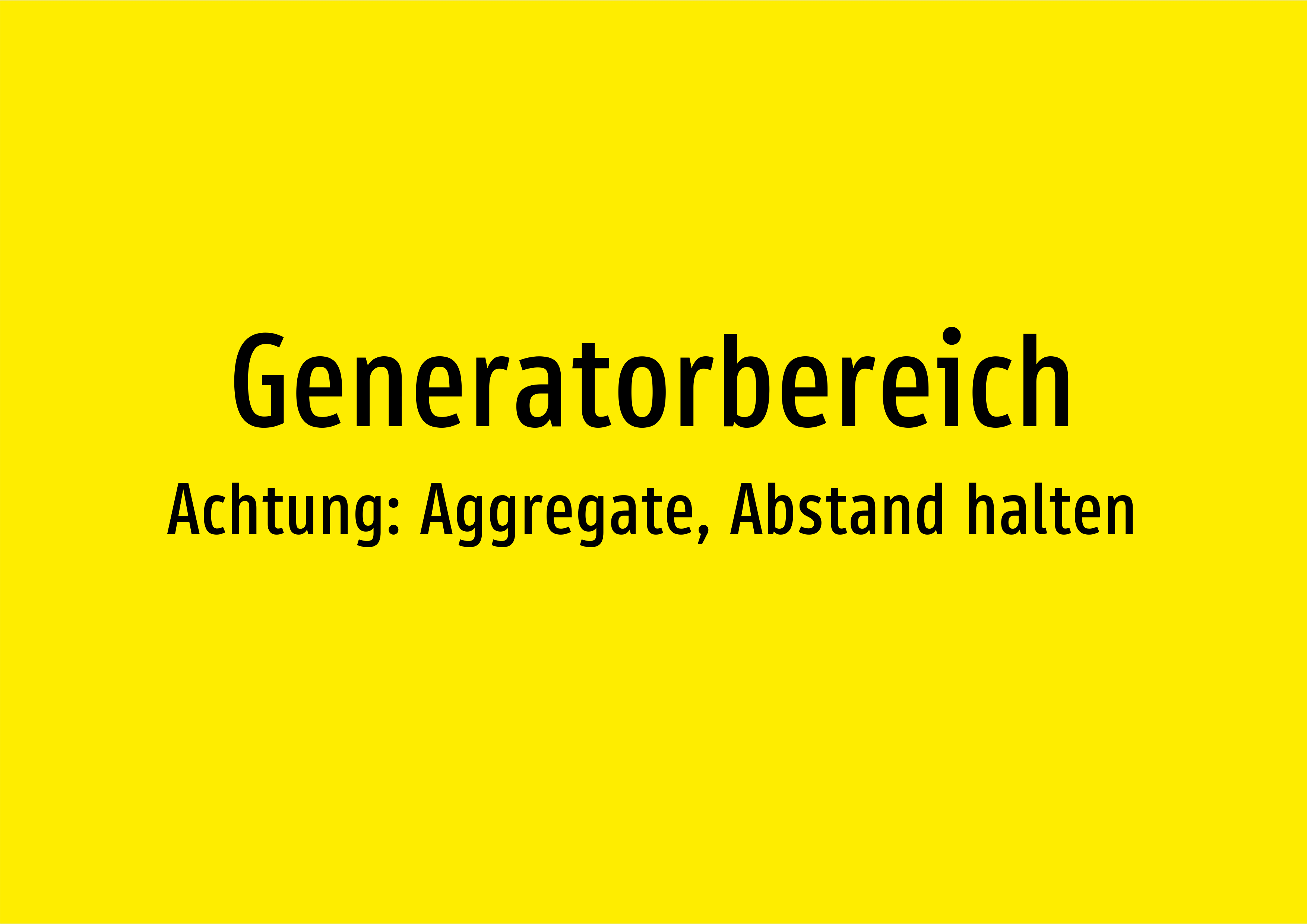 Generatorbereich - Achtung: Aggregate, Abstand halten - Schild - Produktbild 2