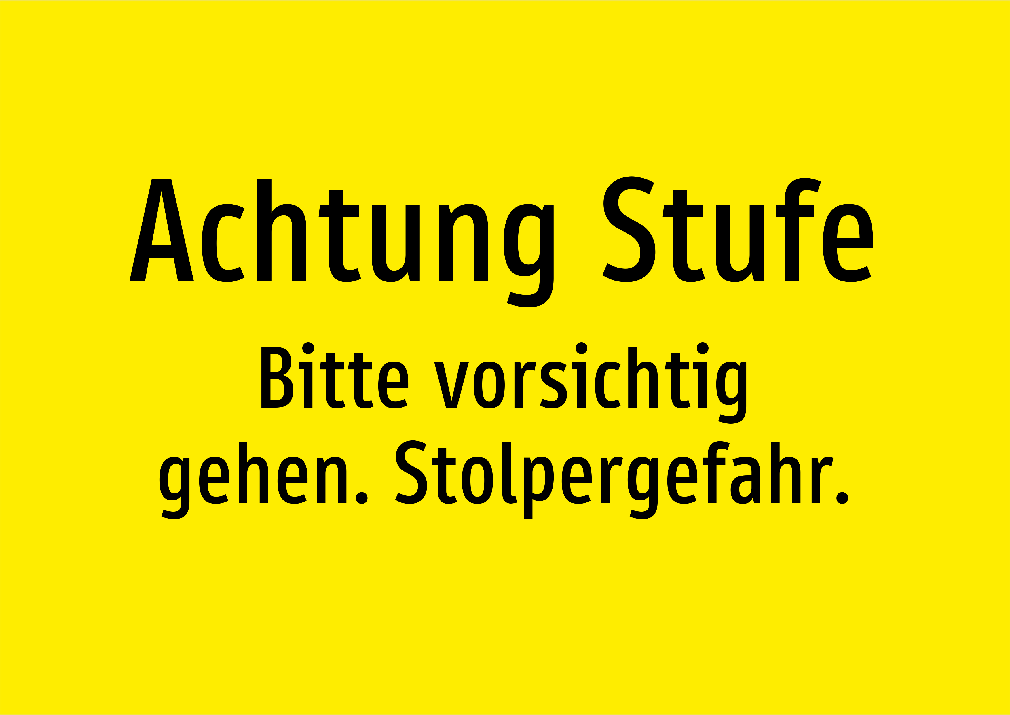 Achtung Stufe - Bitte vorsichtig gehen. Stolpergefahr. - Schild - Produktbild 2