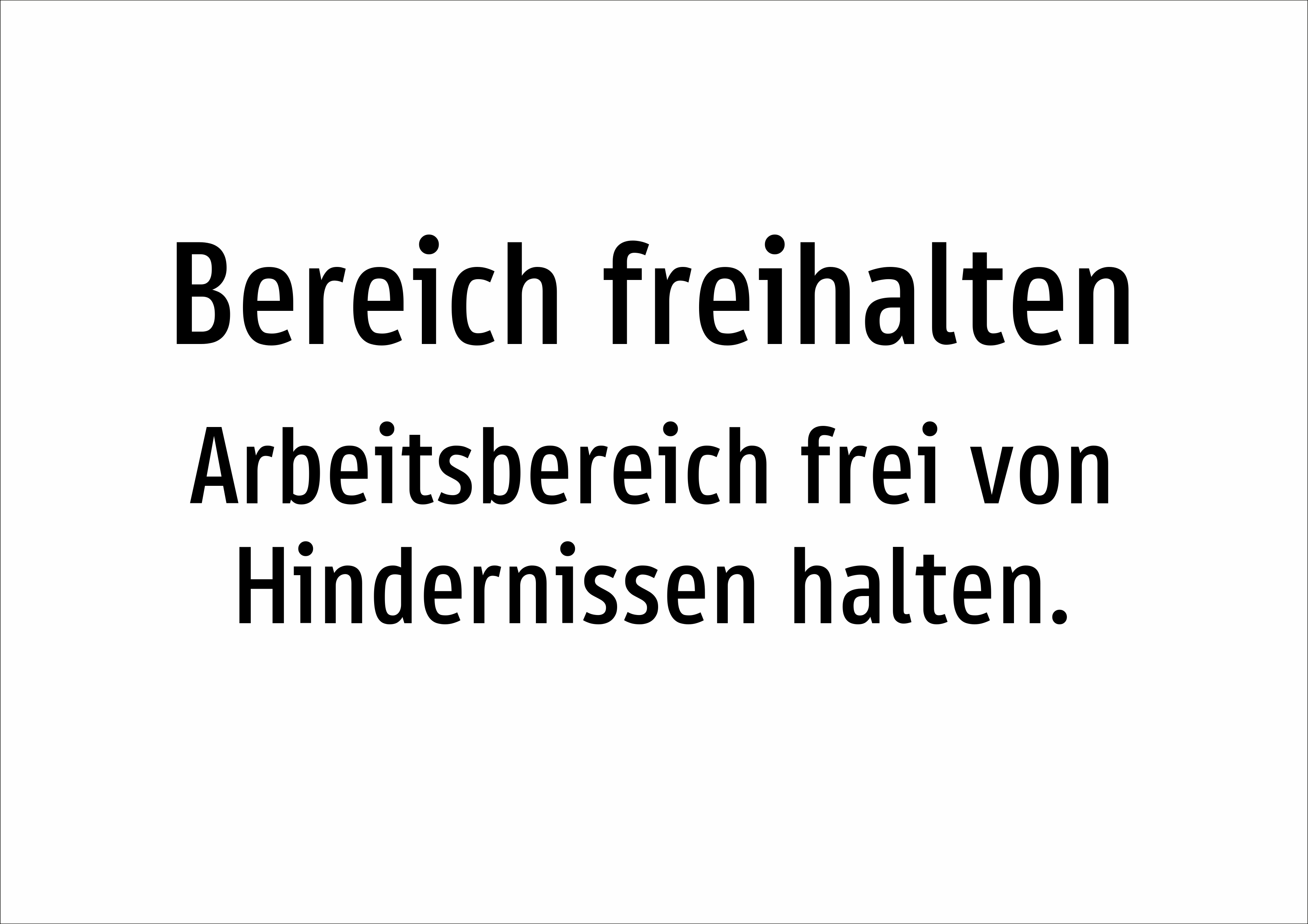 Bereich freihalten - Arbeitsbereich frei von Hindernissen halten. - Schild - Produktbild 2