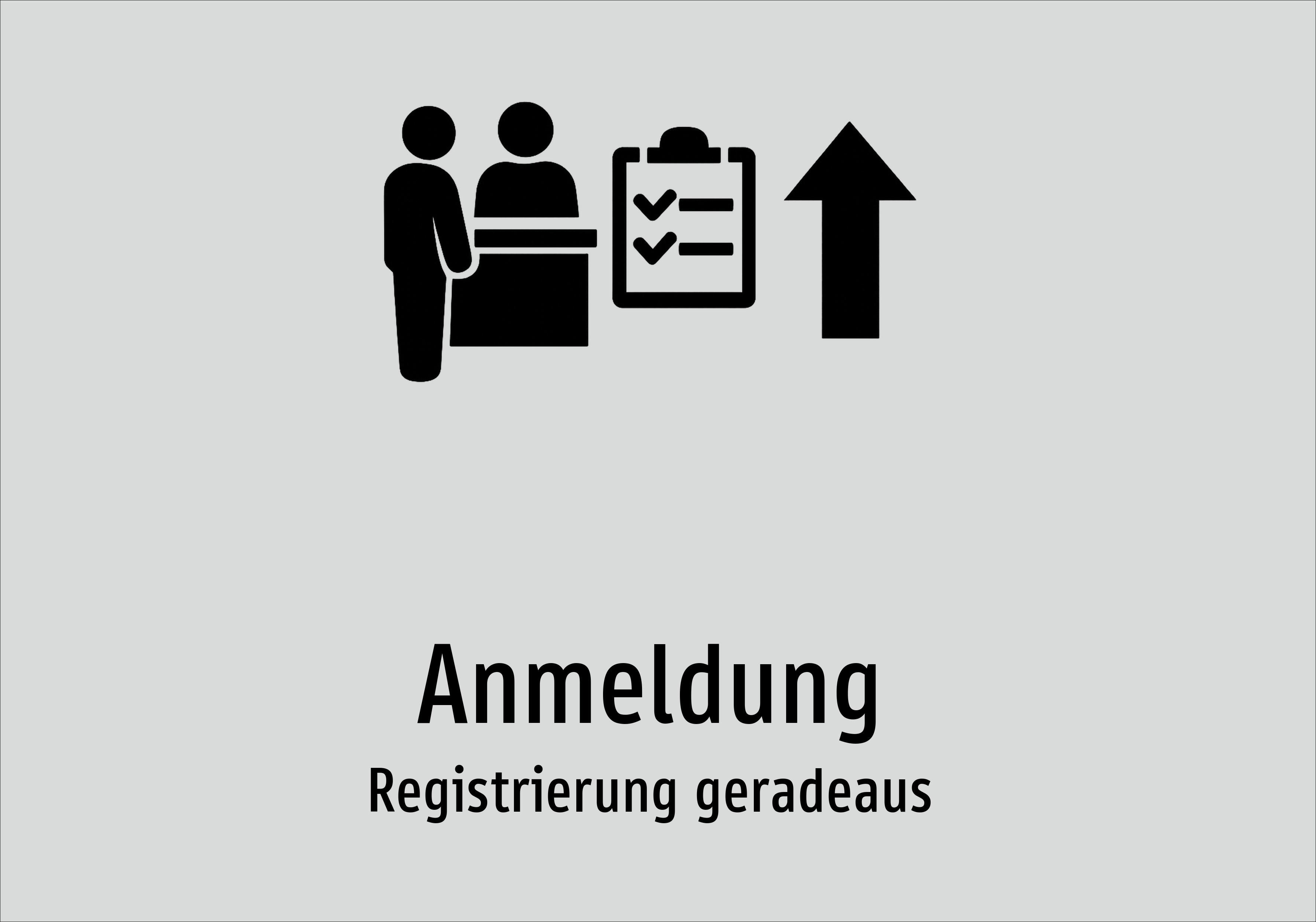 Anmeldung - Registrierung geradeaus - Schild