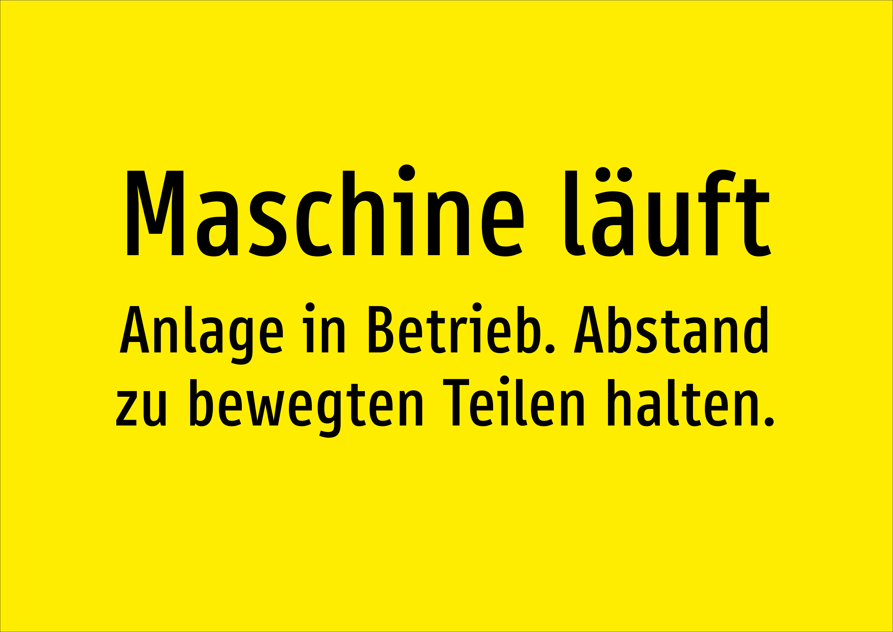 Maschine läuft - Anlage in Betrieb. Abstand zu bewegten Teilen halten. - Schild - Produktbild 2