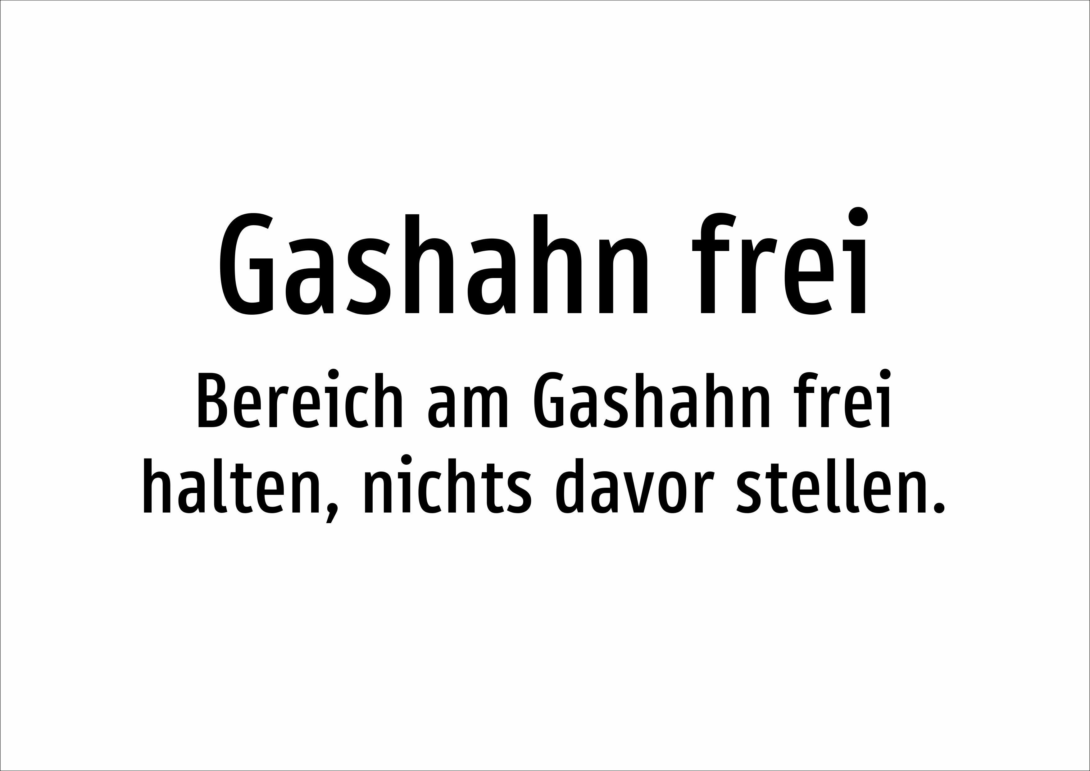 Gashahn frei - Bereich am Gashahn frei halten, nichts davor stellen. - Schild - Produktbild 2