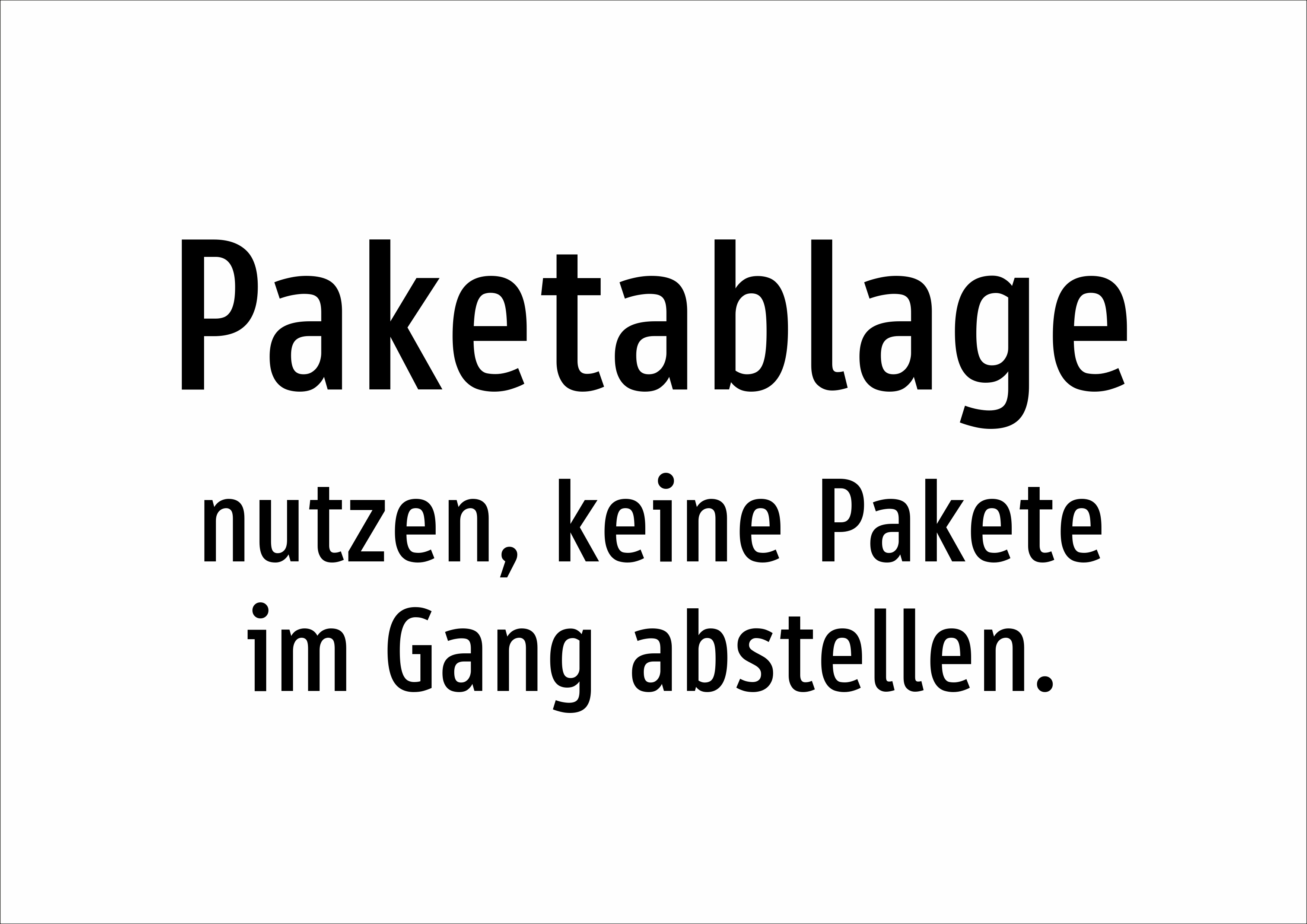 Paketablage - nutzen, keine Pakete im Gang abstellen. - Schild - Produktbild 2
