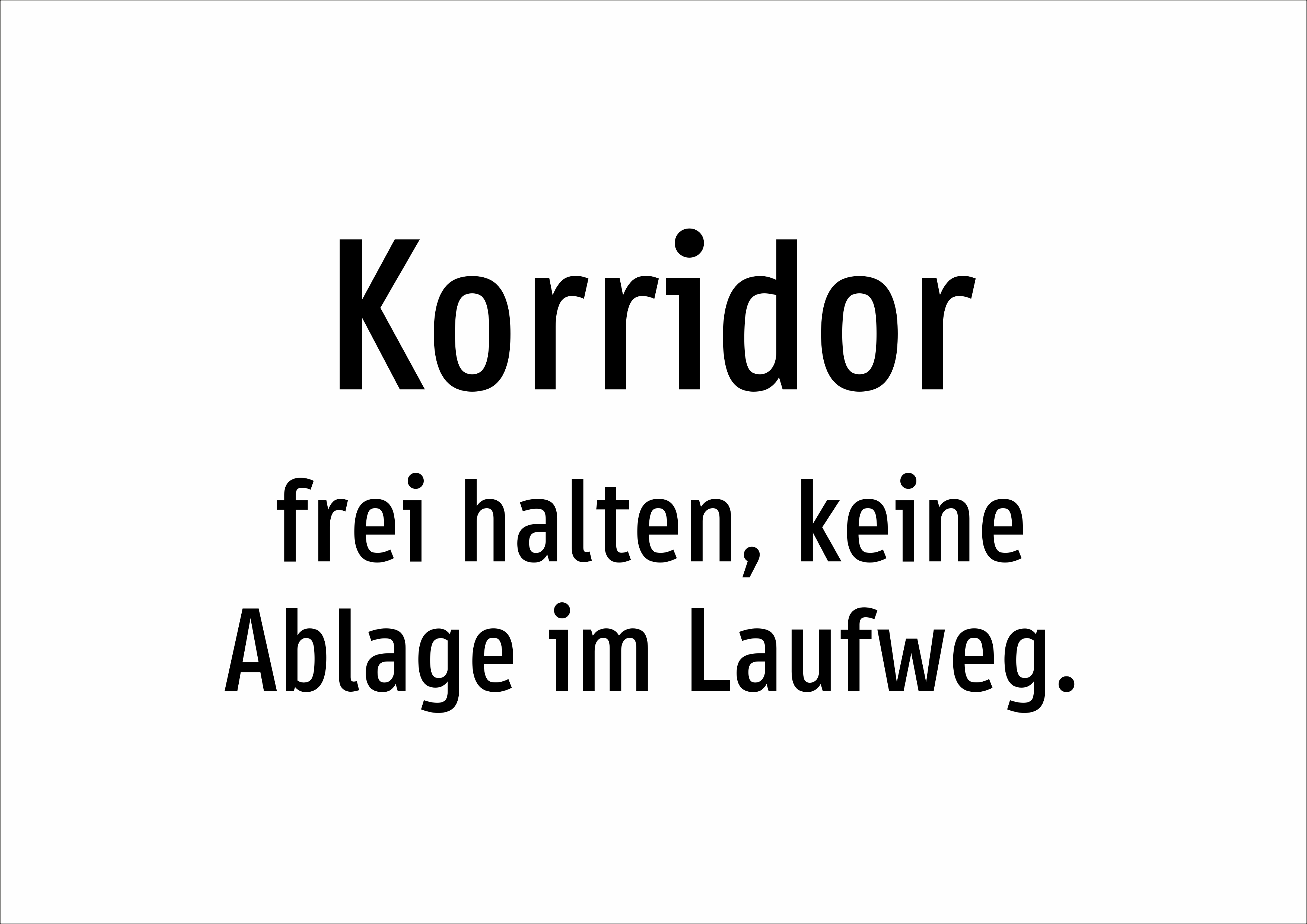 Korridor - frei halten, keine Ablage im Laufweg. - Schild - Produktbild 2