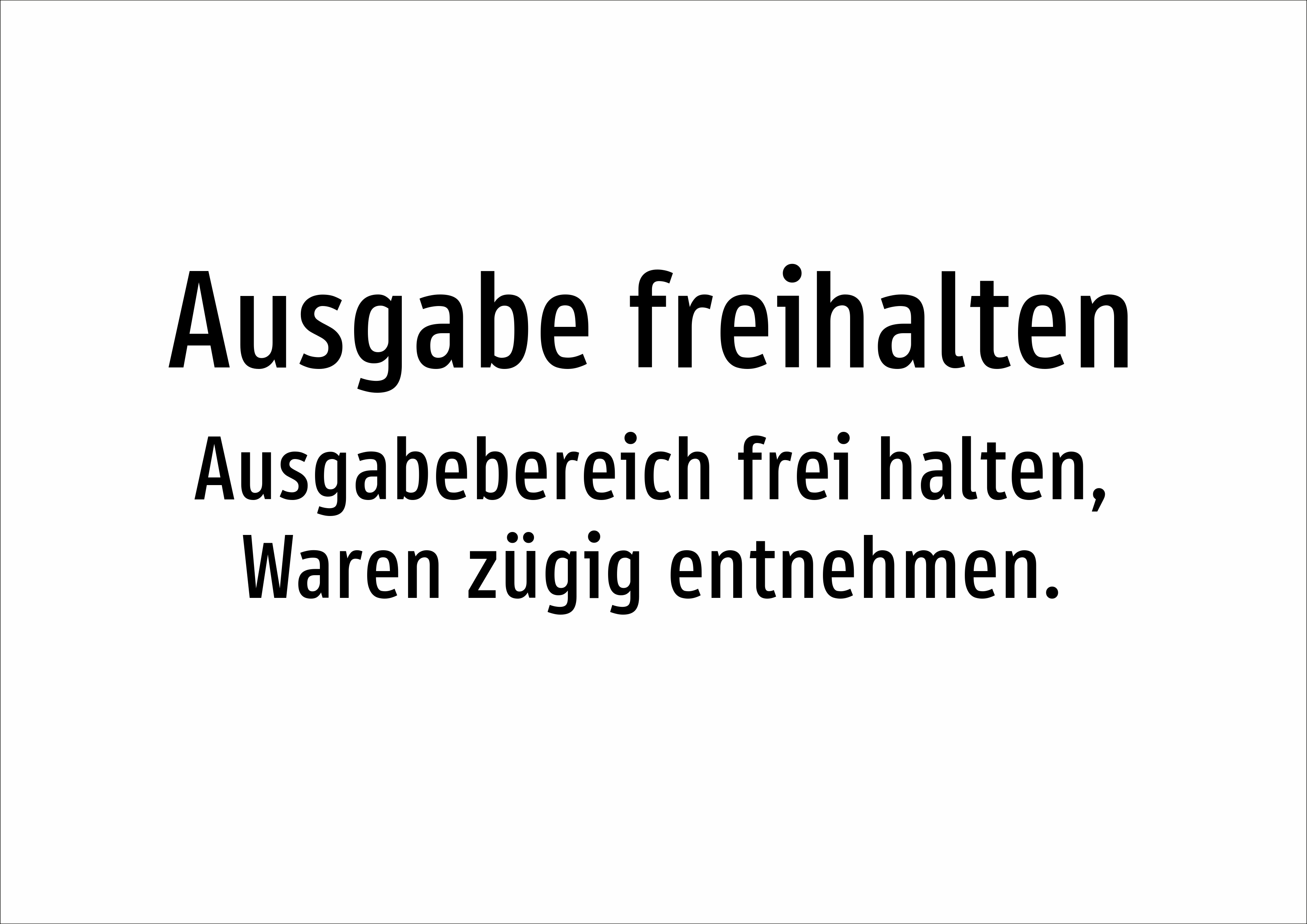 Ausgabe freihalten - Ausgabebereich frei halten, Waren zügig entnehmen. - Schild - Produktbild 2