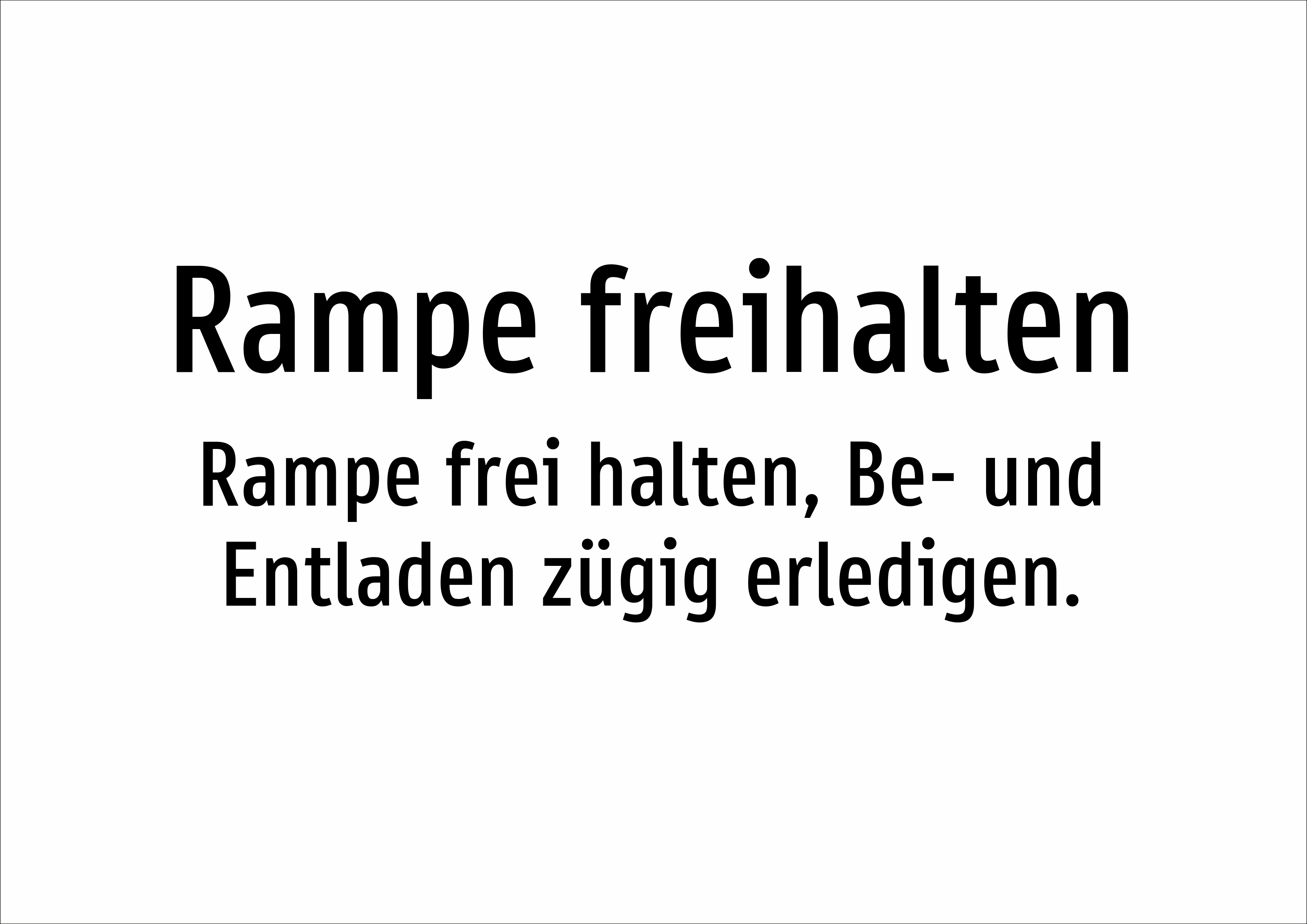 Rampe freihalten - Rampe frei halten, Be- und Entladen zügig erledigen. - Schild - Produktbild 2