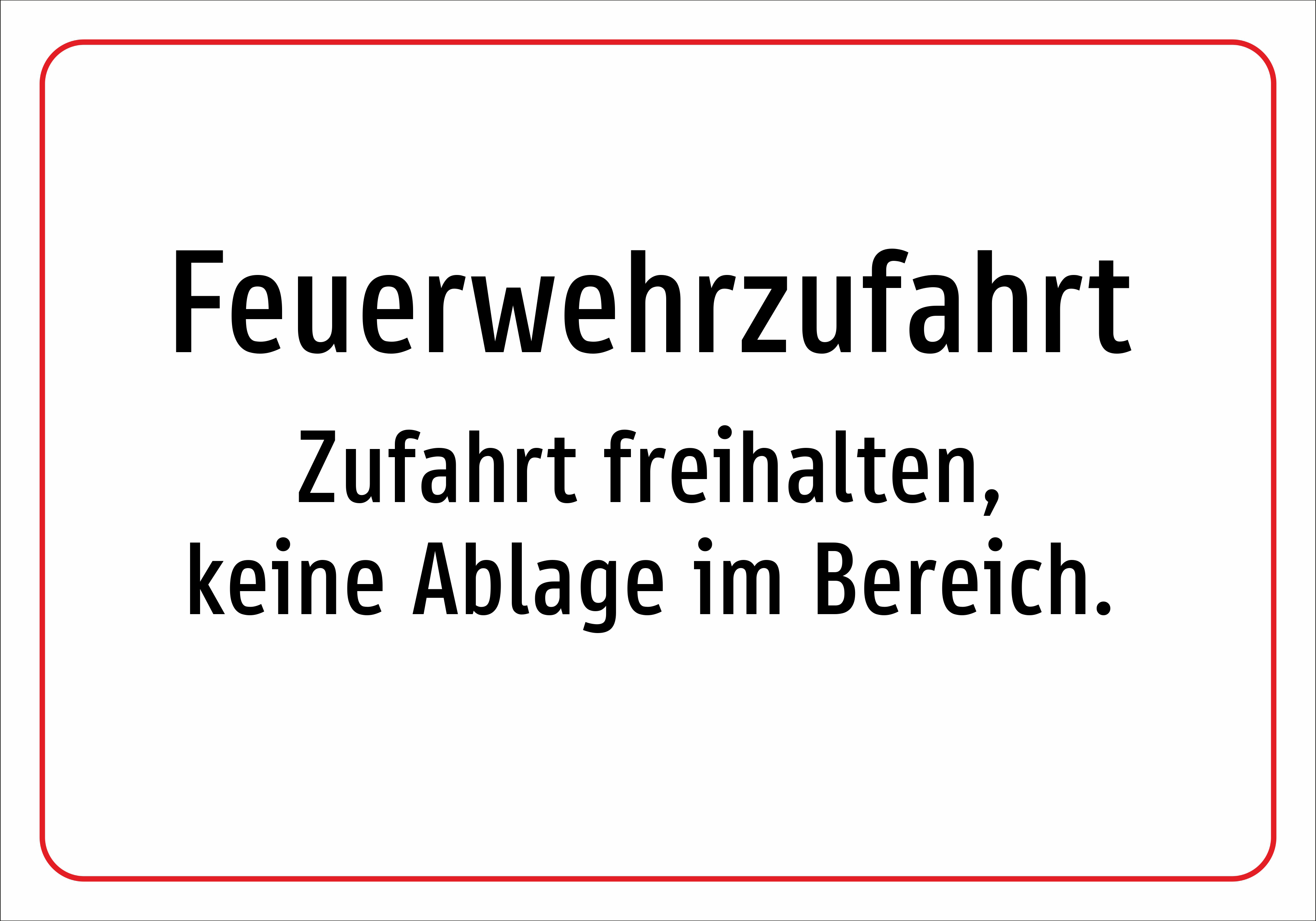 Feuerwehrzufahrt - Zufahrt freihalten, keine Ablage im Bereich. - Schild - Produktbild 2