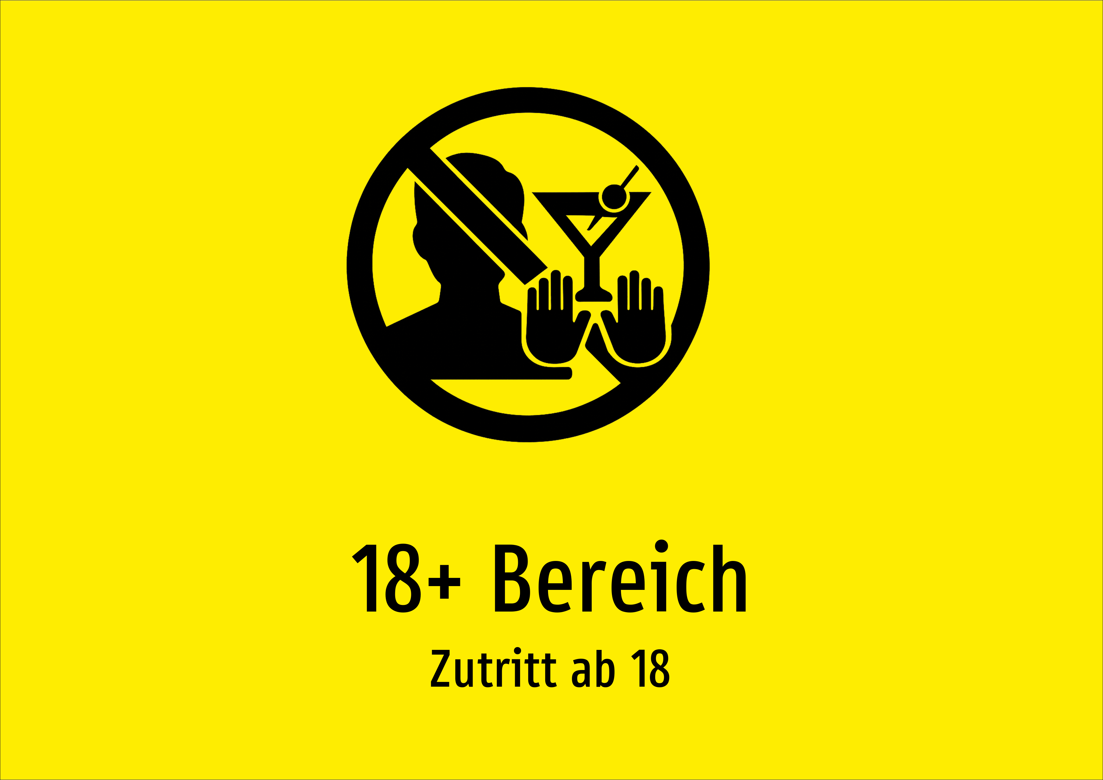 18+ Bereich - Zutritt ab 18 - Schild