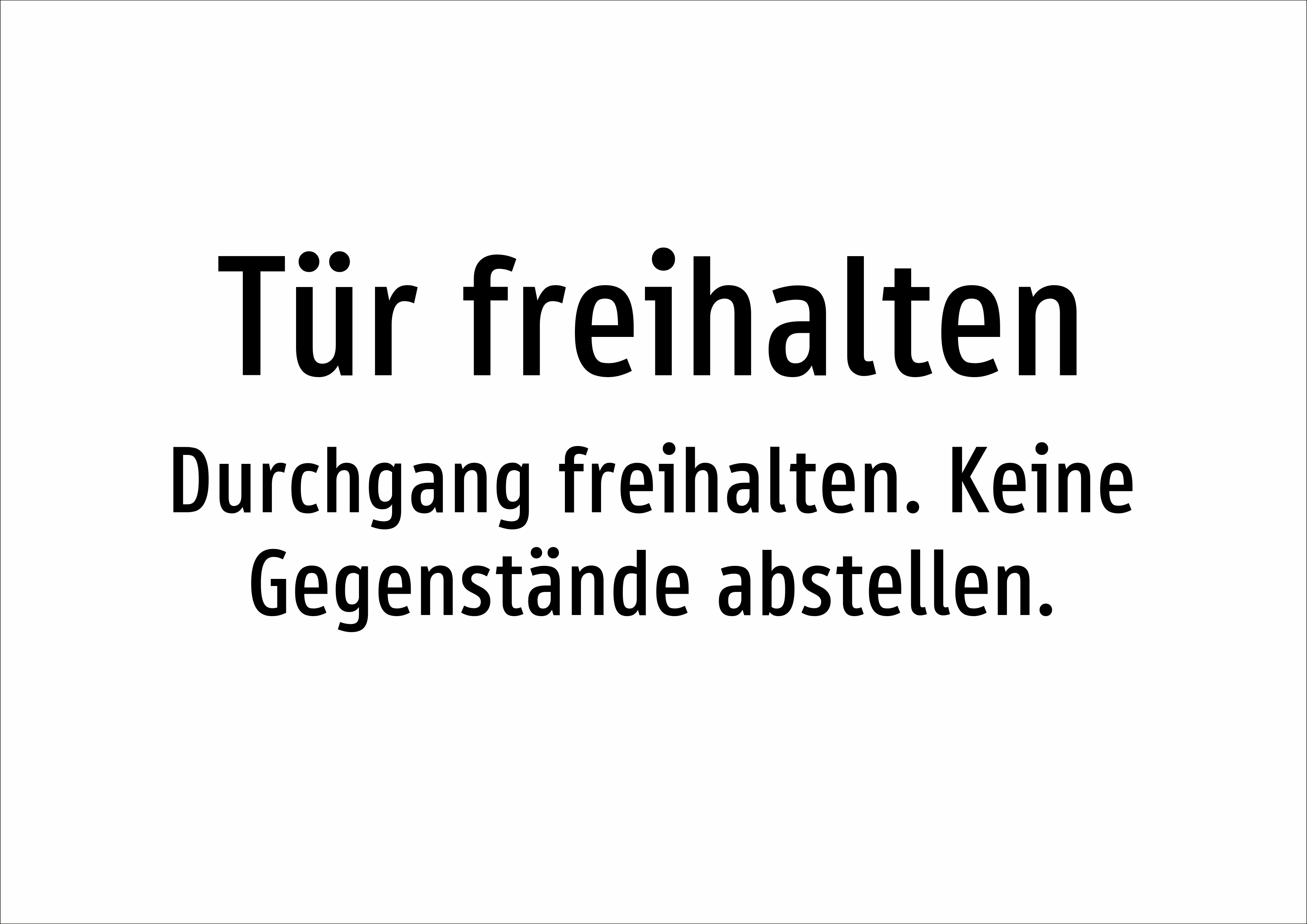 Tür freihalten - Durchgang freihalten. Keine Gegenstände abstellen. - Schild - Produktbild 2