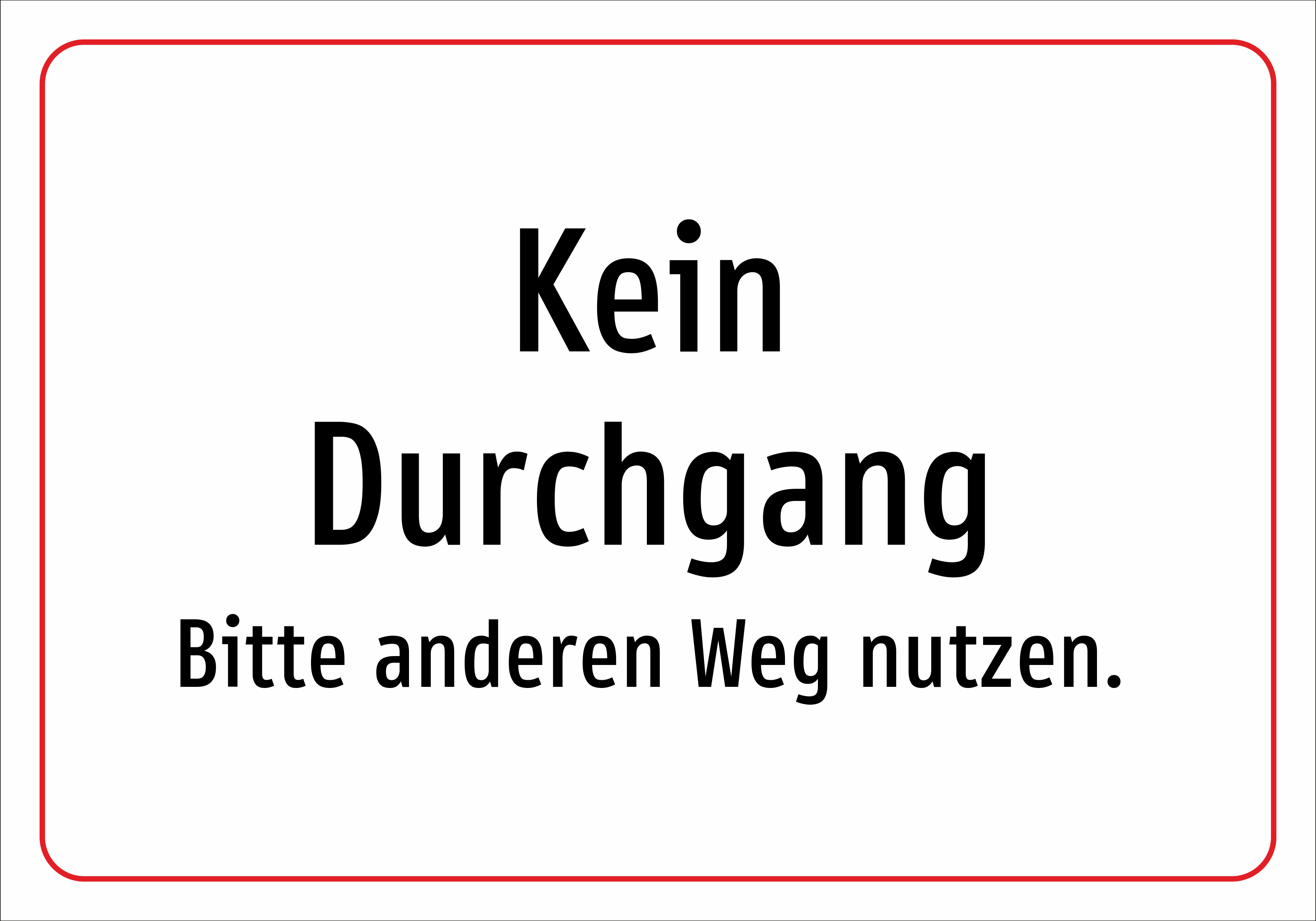 Kein Durchgang - Bitte anderen Weg nutzen. - Schild - Produktbild 2