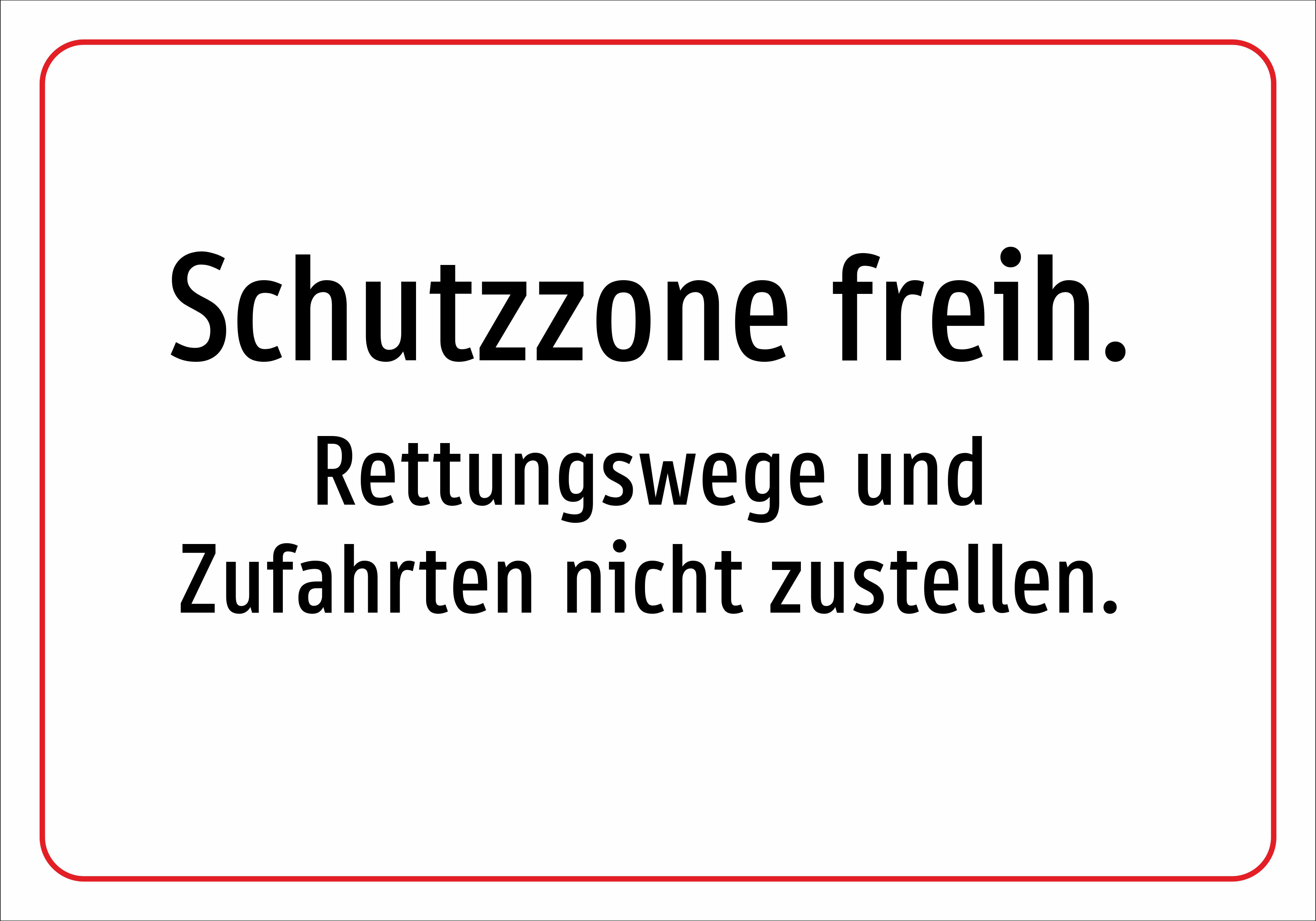 Schutzzone freih. - Rettungswege und Zufahrten nicht zustellen. - Schild - Produktbild 2