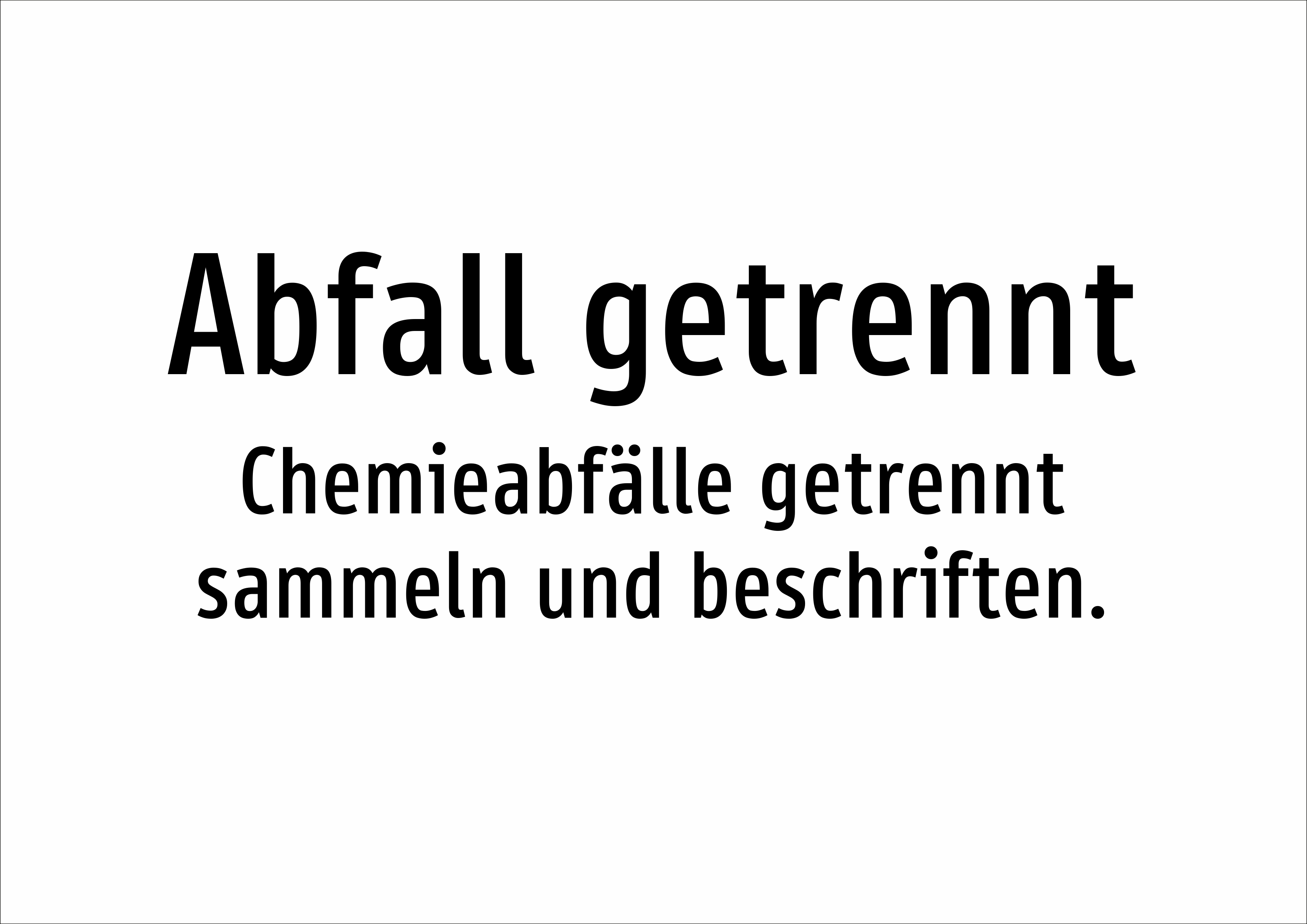 Abfall getrennt - Chemieabfälle getrennt sammeln und beschriften. - Schild - Produktbild 2