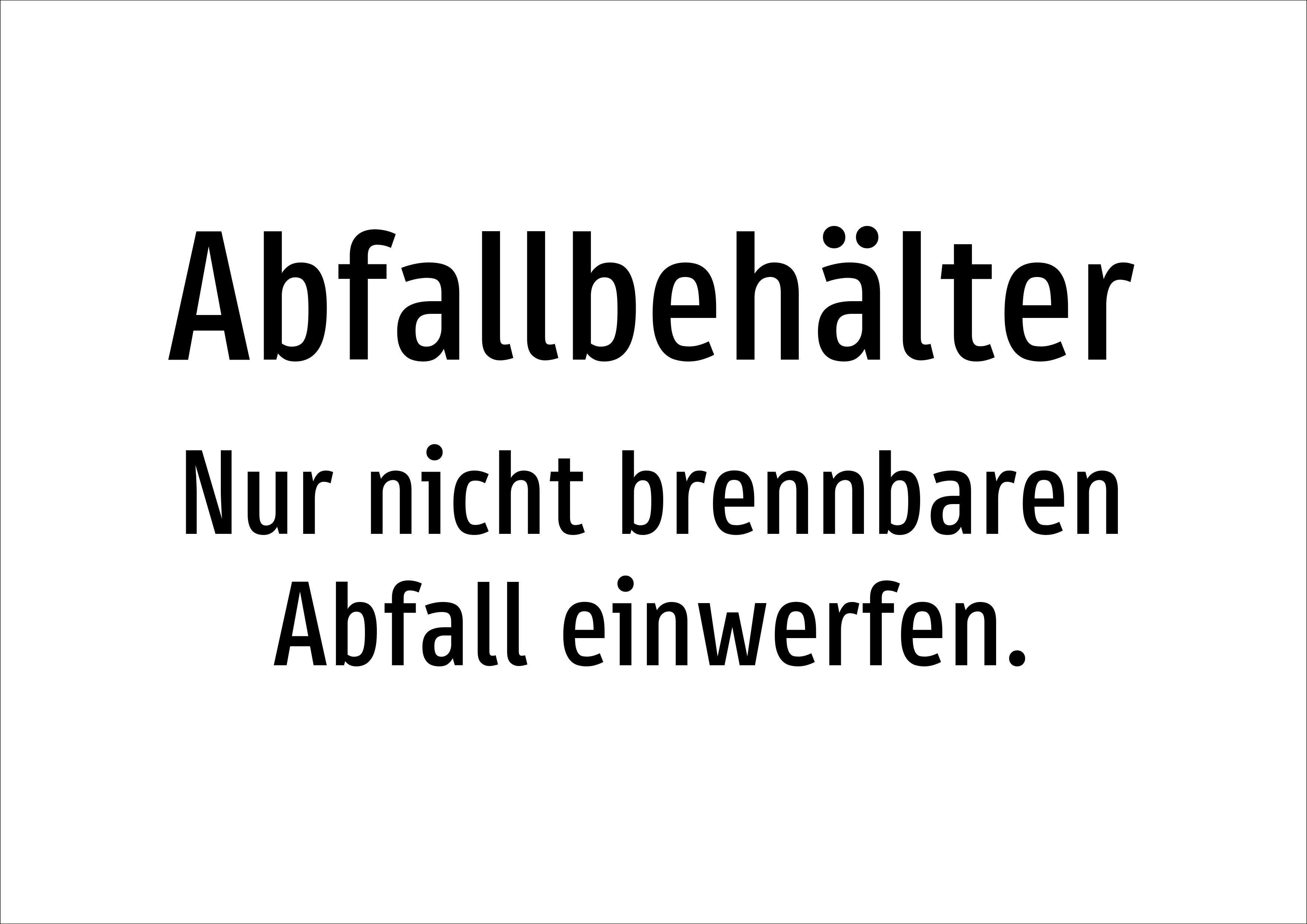Abfallbehälter - Nur nicht brennbaren Abfall einwerfen. - Schild - Produktbild 2