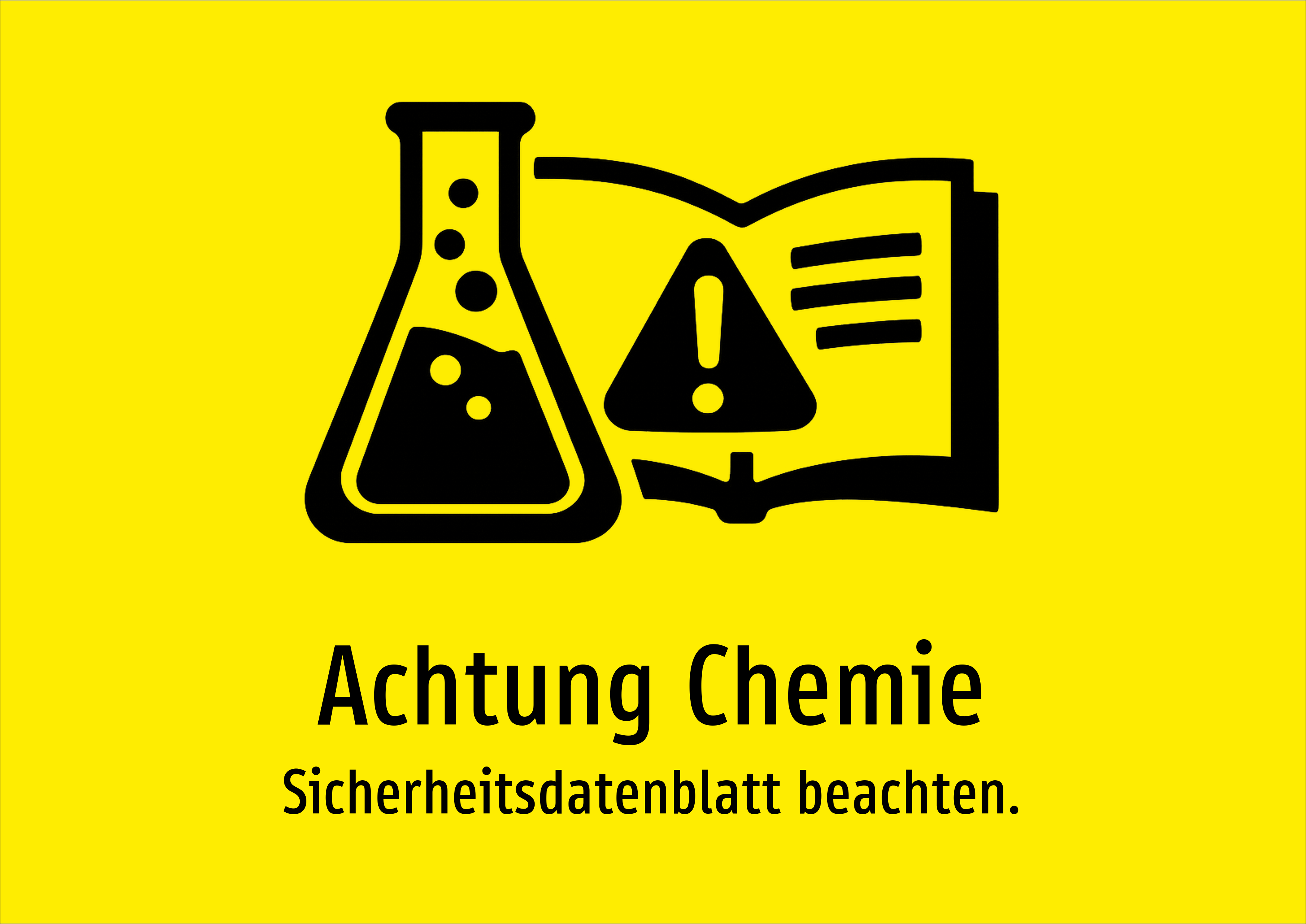 Achtung Chemie - Sicherheitsdatenblatt beachten. - Schild
