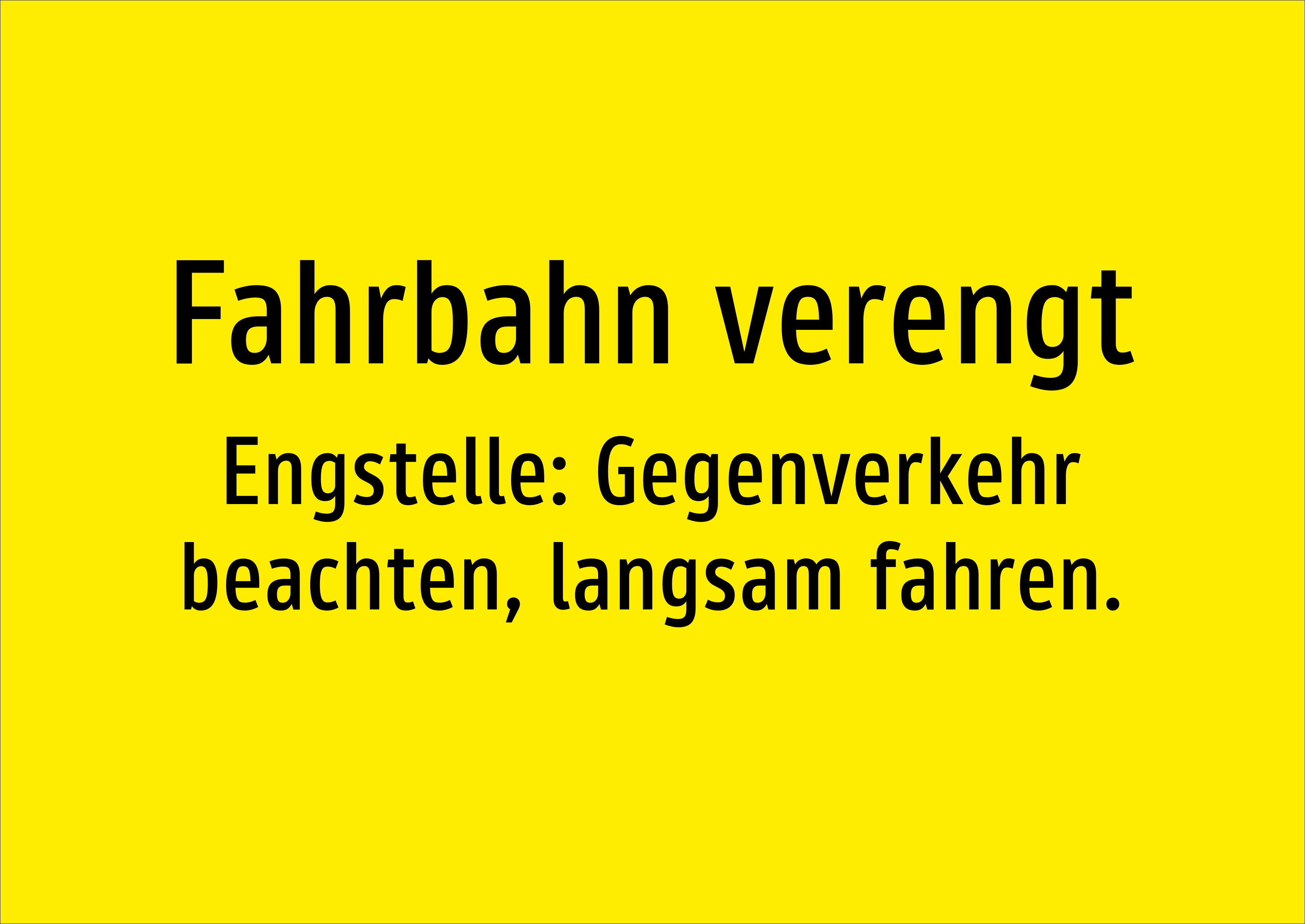 Fahrbahn verengt - Engstelle: Gegenverkehr beachten, langsam fahren. - Schild - Produktbild 2