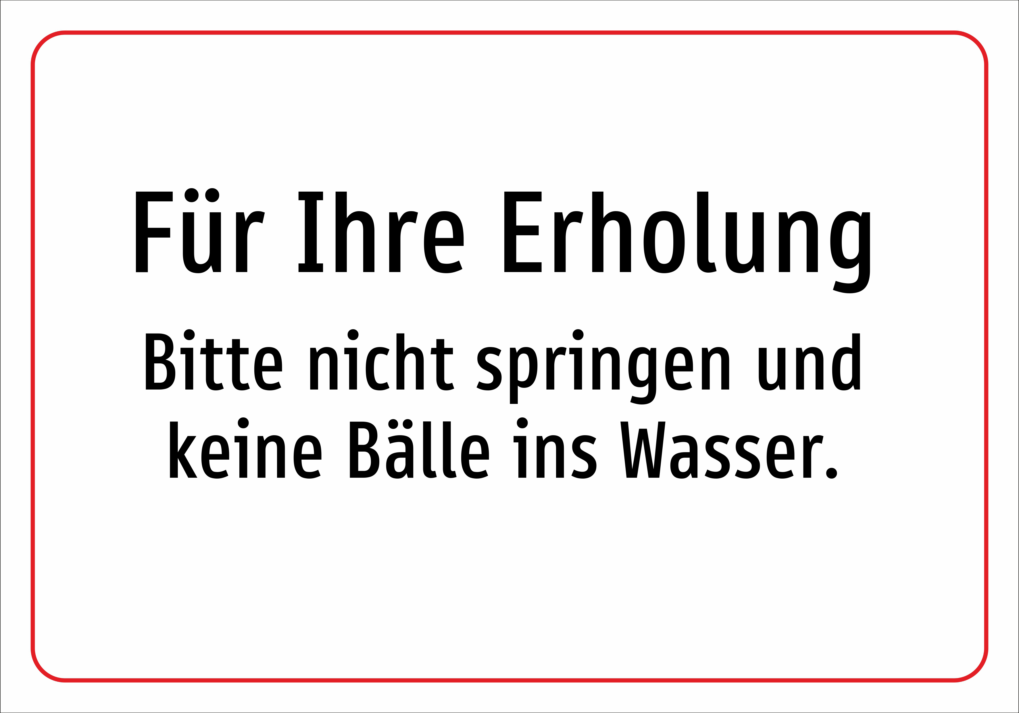 Für Ihre Erholung - Bitte nicht springen und keine Bälle ins Wasser. - Schild - Produktbild 2
