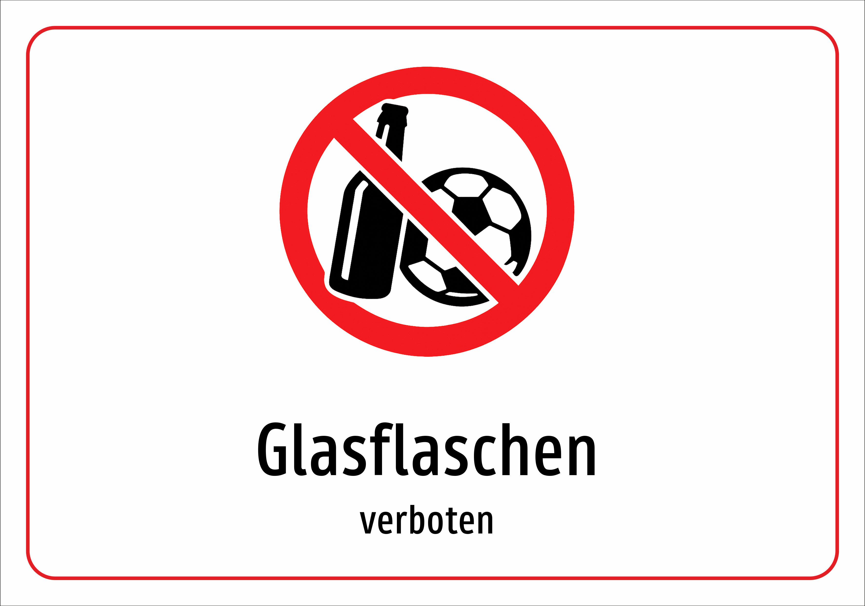 Glasflaschen - verboten - Schild