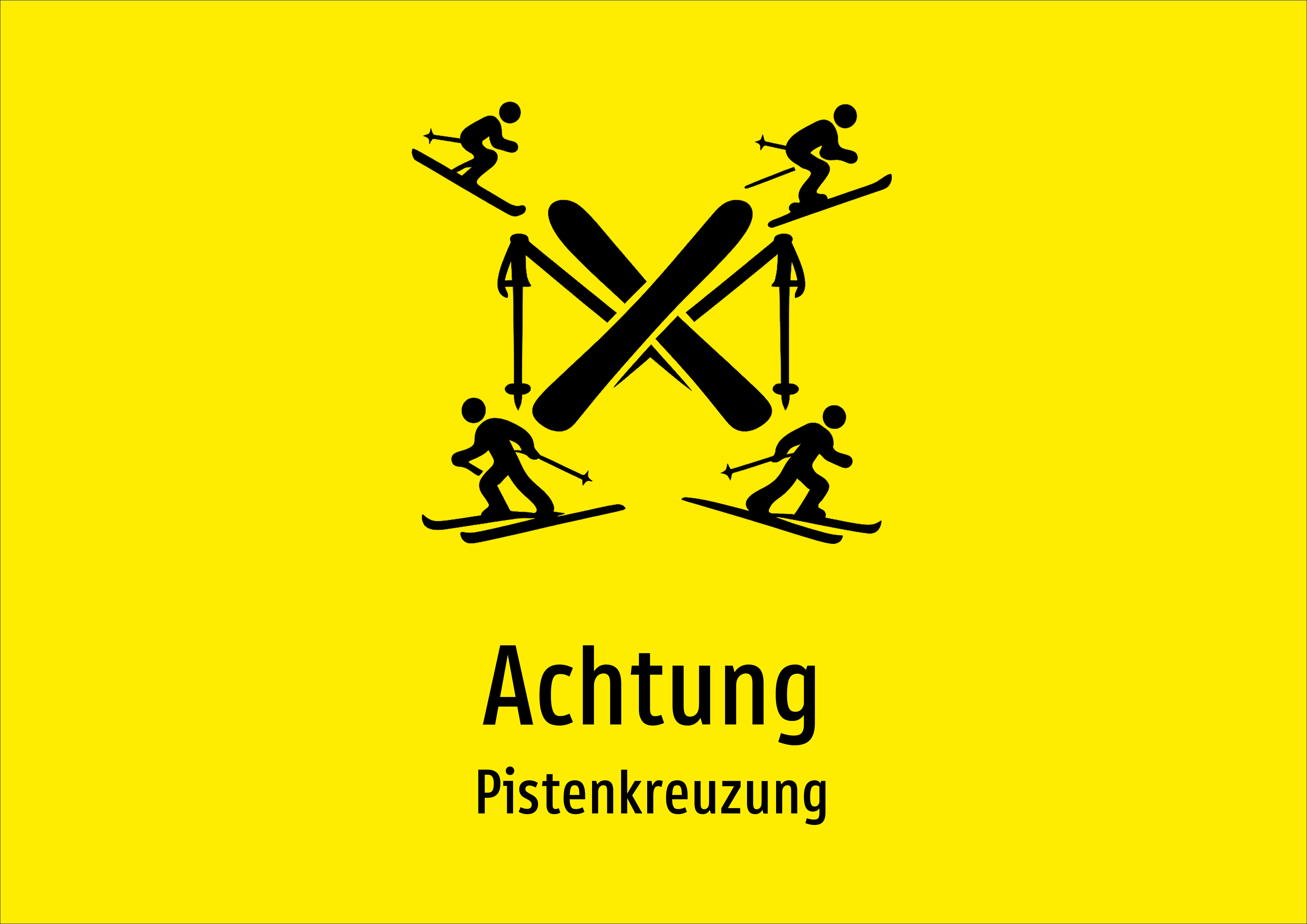 Achtung - Pistenkreuzung - Schild