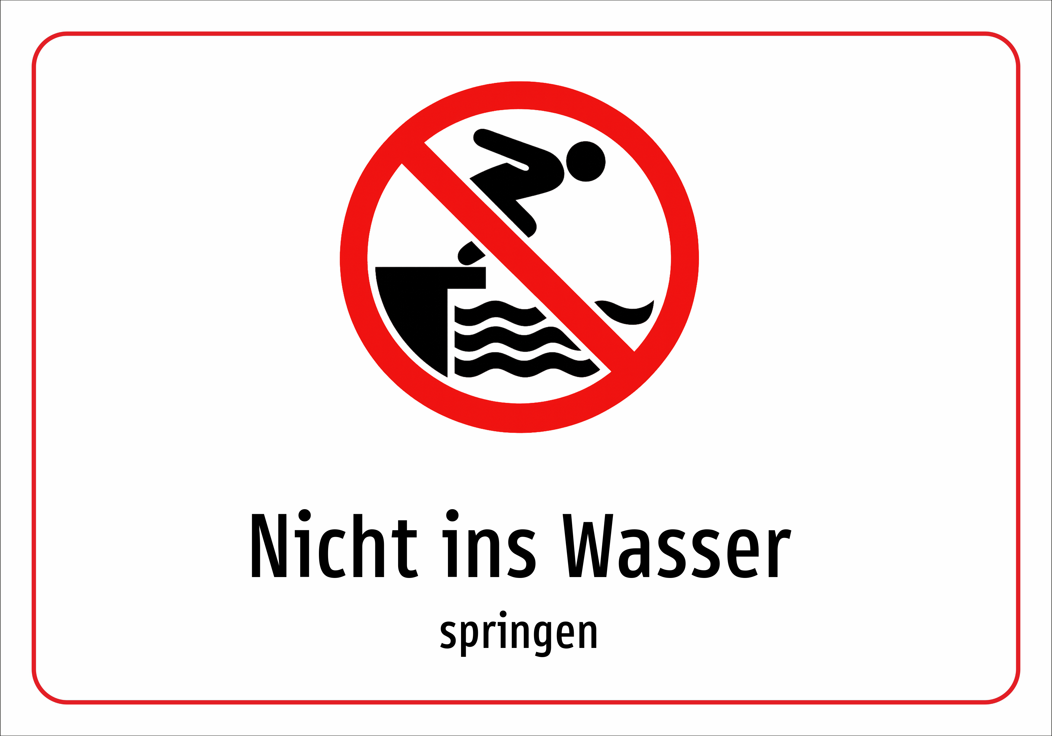 Nicht ins Wasser - springen - Schild