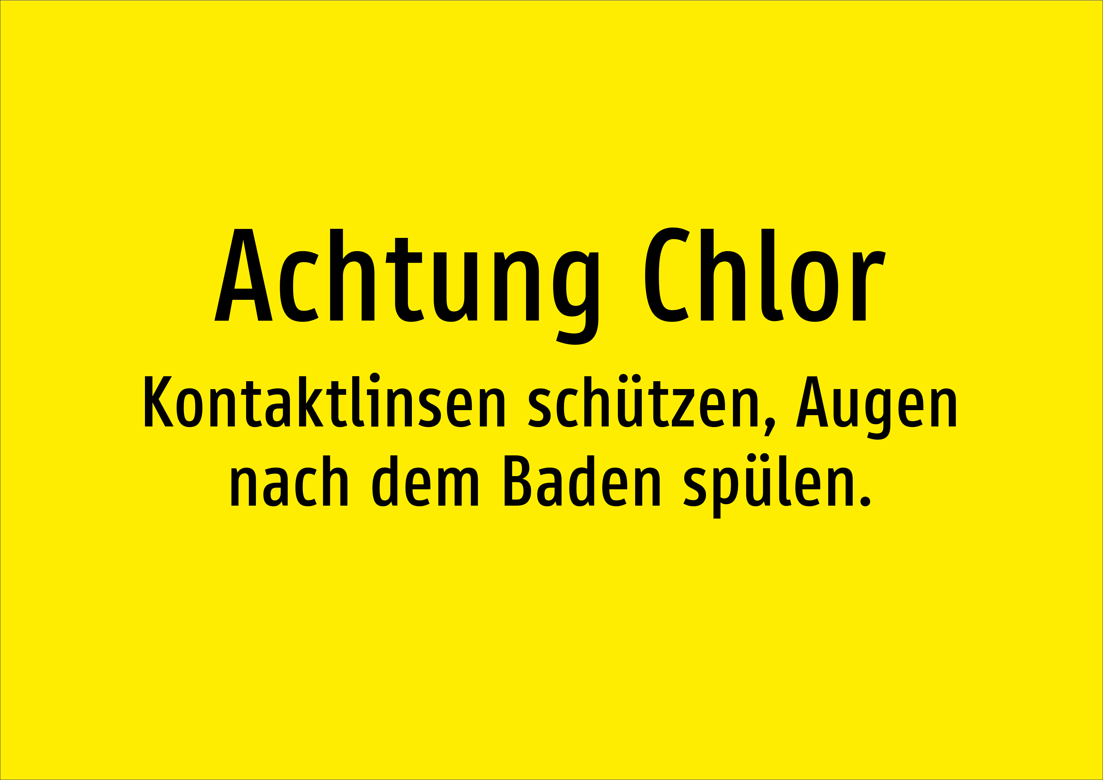 Achtung Chlor - Kontaktlinsen schützen, Augen nach dem Baden spülen. - Schild - Produktbild 2