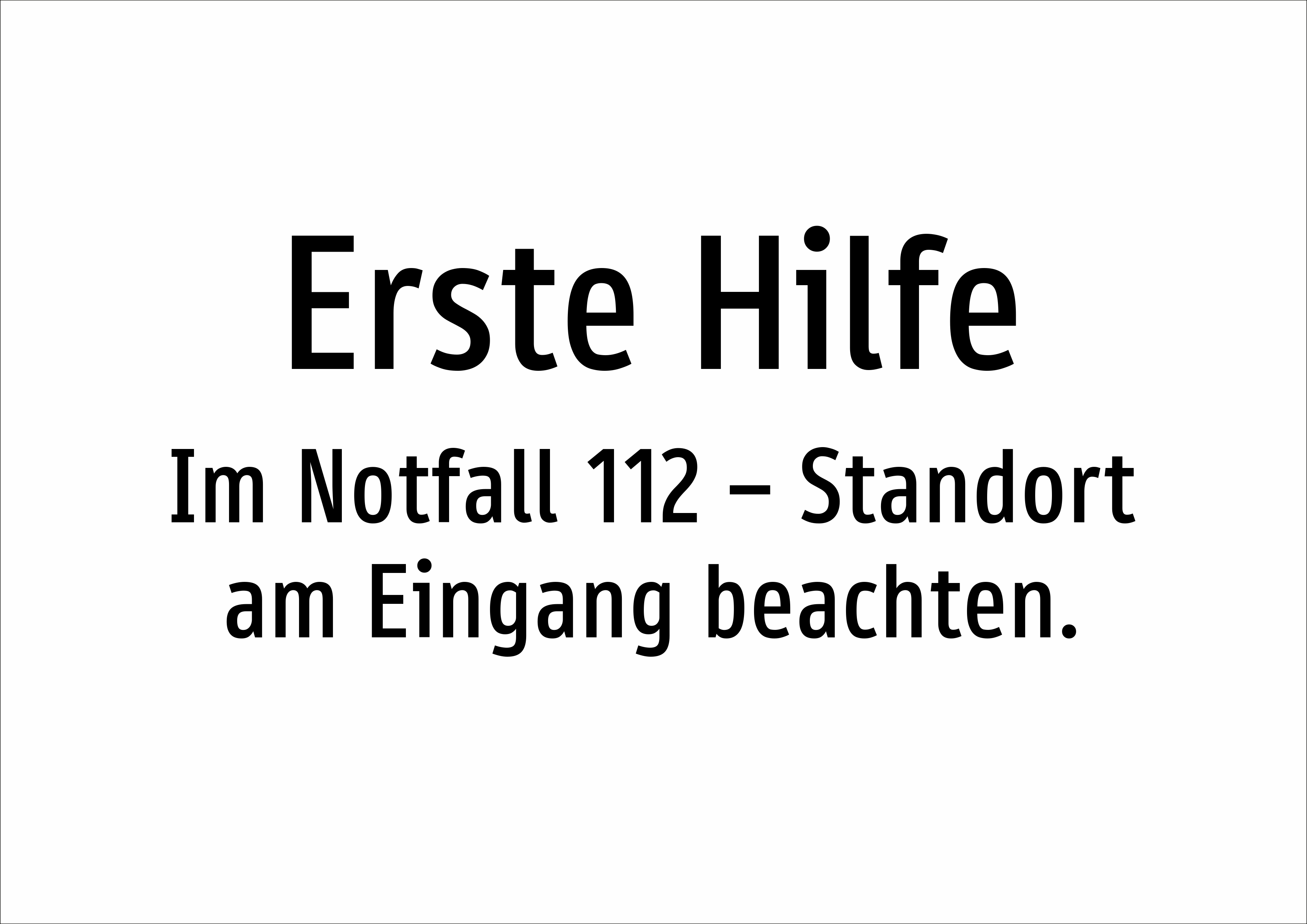 Erste Hilfe - Im Notfall 112 – Standort am Eingang beachten. - Schild - Produktbild 2
