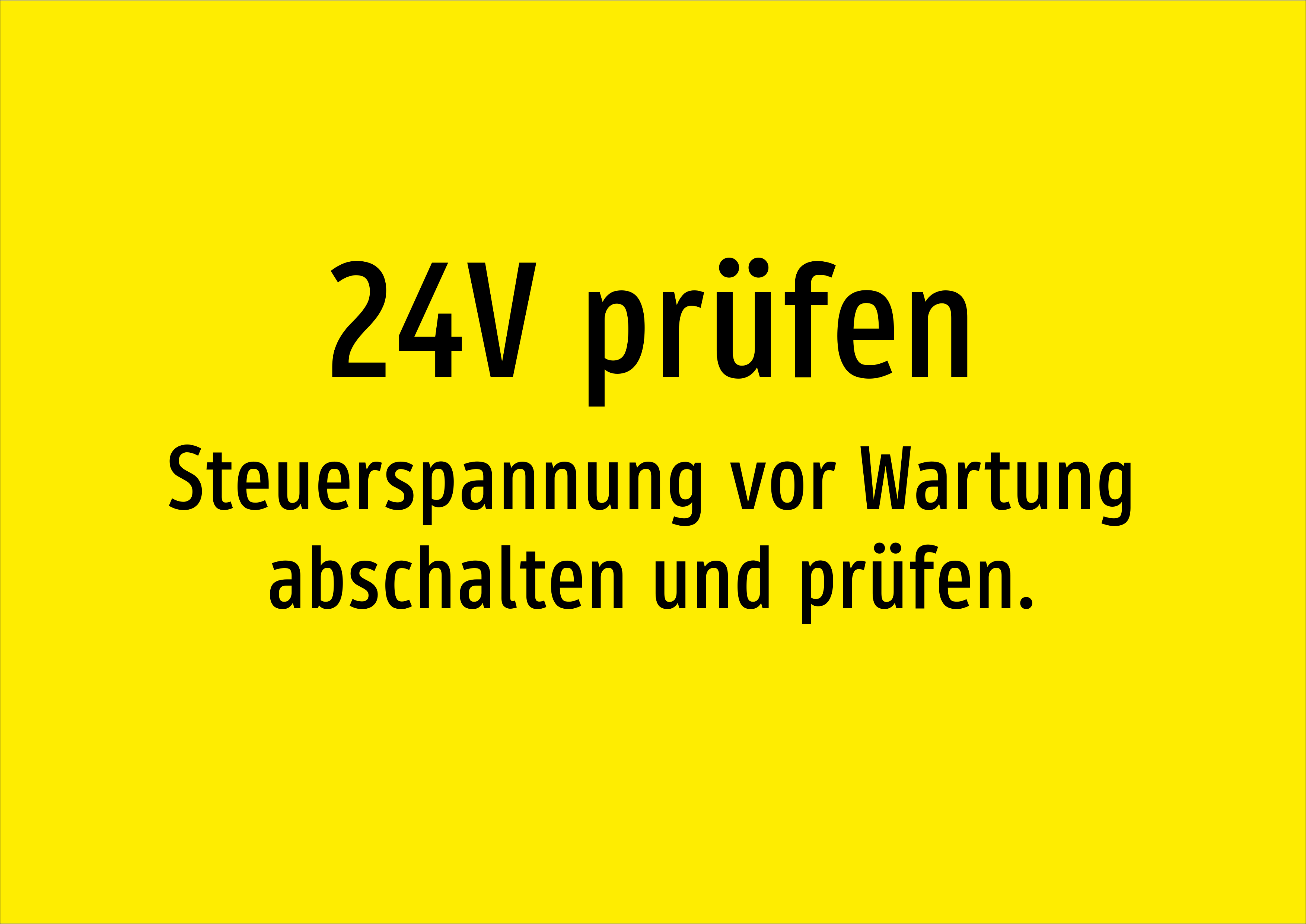 24V prüfen - Steuerspannung vor Wartung abschalten und prüfen. - Schild - Produktbild 2