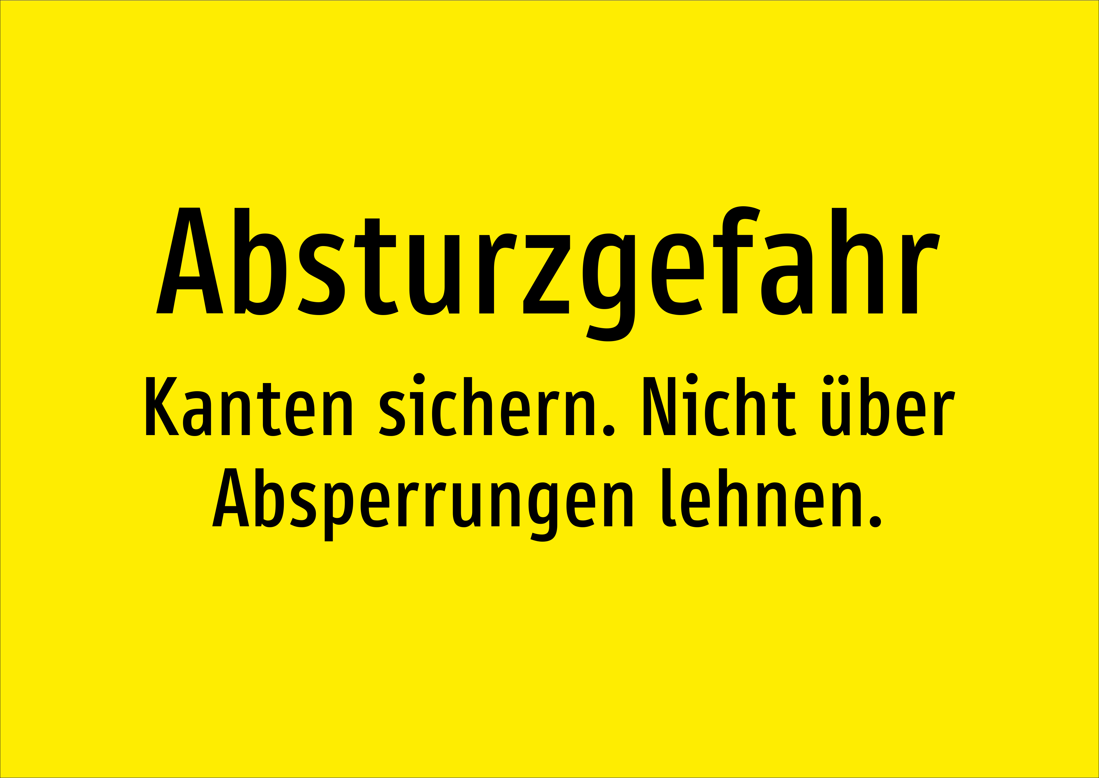 Absturzgefahr - Kanten sichern. Nicht über Absperrungen lehnen. - Schild - Produktbild 2