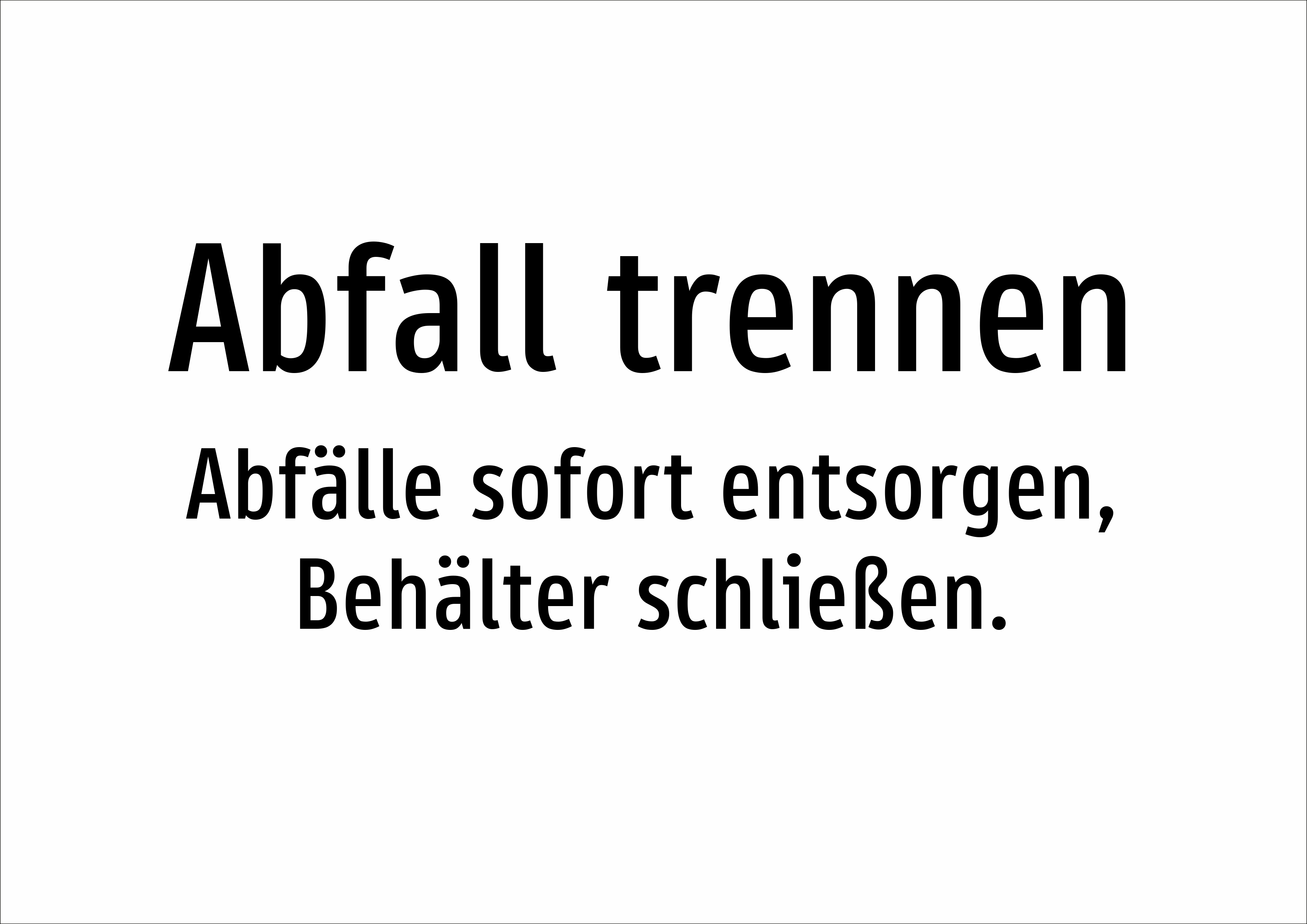 Abfall trennen - Abfälle sofort entsorgen, Behälter schließen. - Schild - Produktbild 2