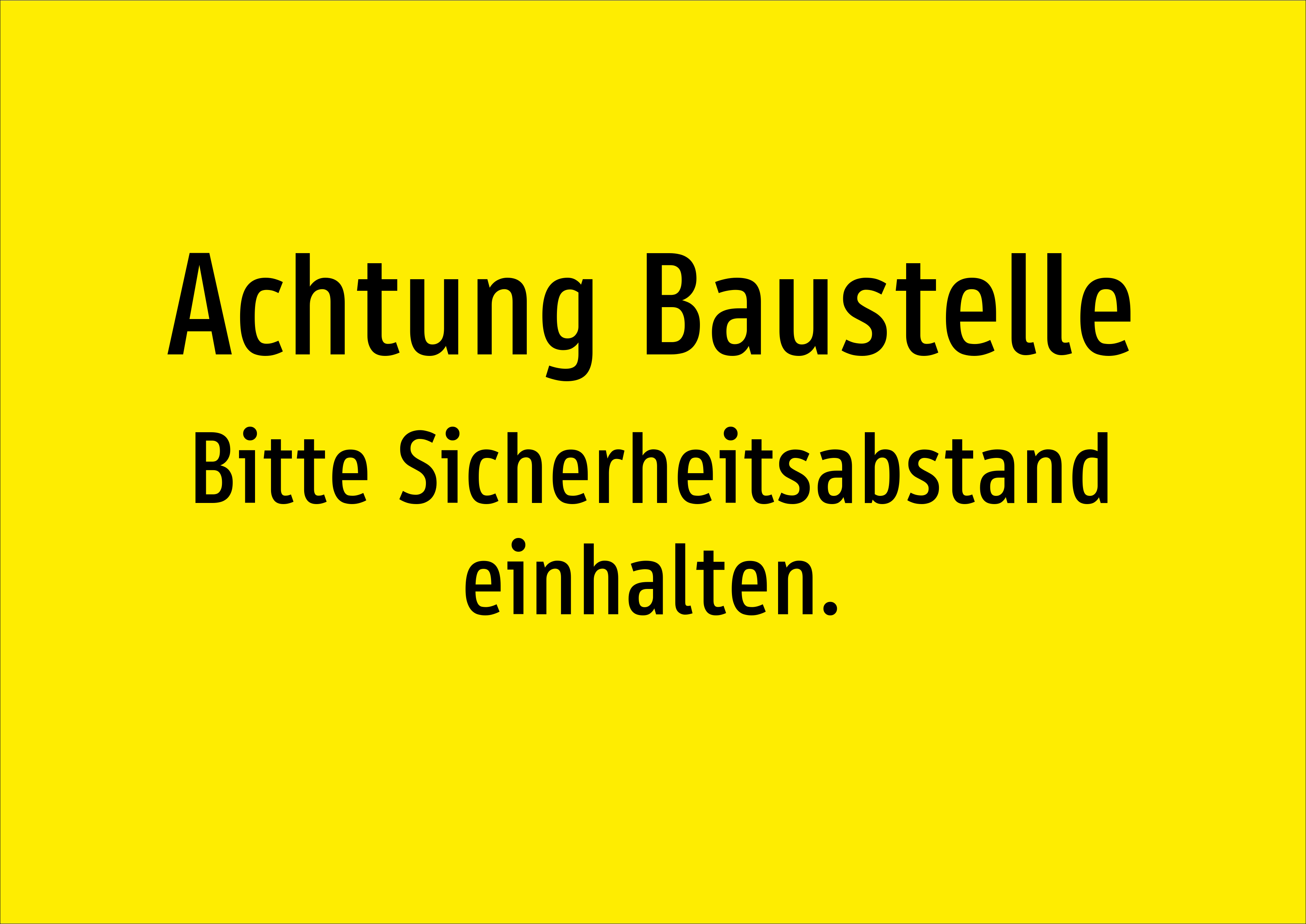Achtung Baustelle - Bitte Sicherheitsabstand einhalten. - Schild - Produktbild 2