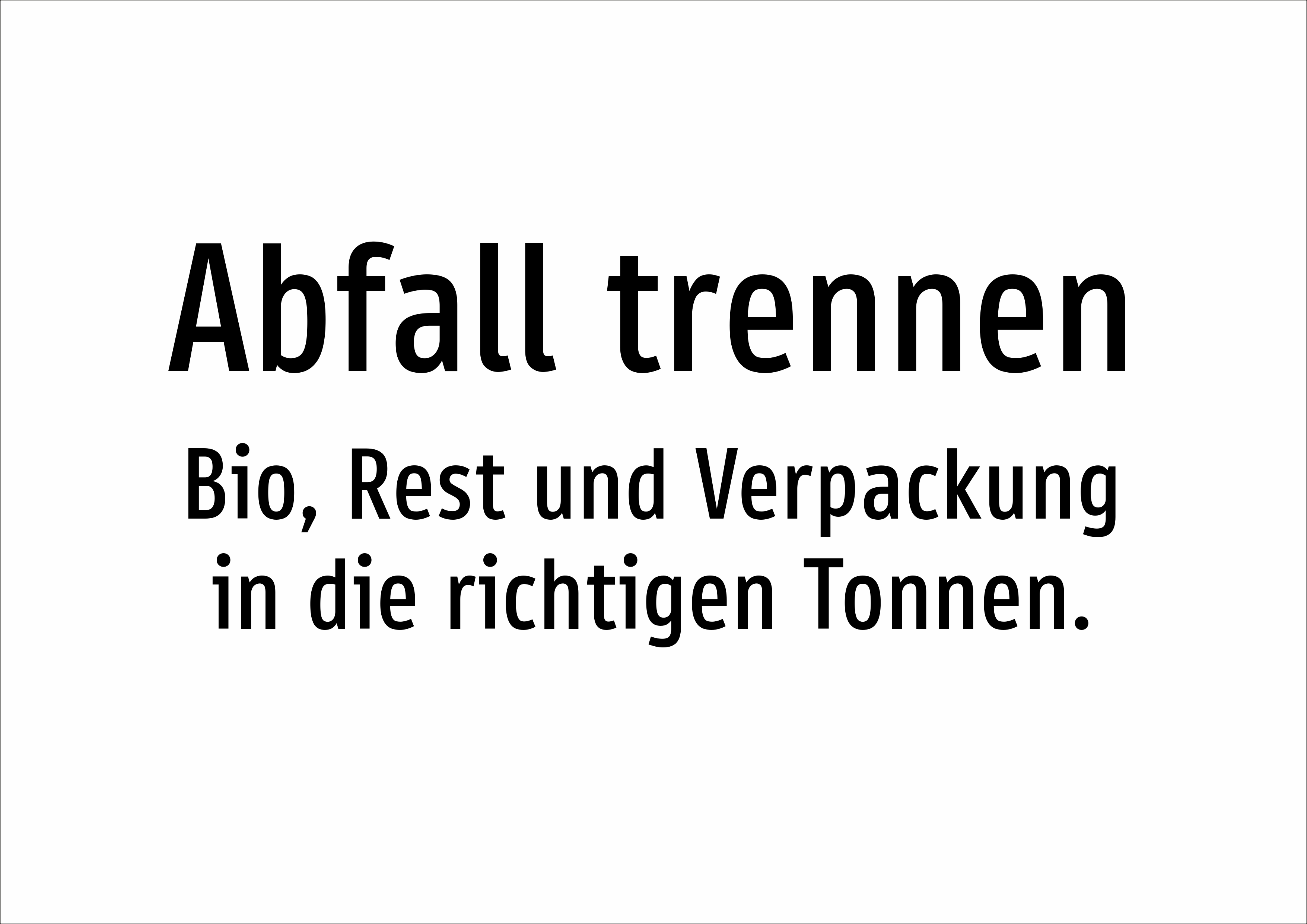 Abfall trennen - Bio, Rest und Verpackung in die richtigen Tonnen. - Schild - Produktbild 2