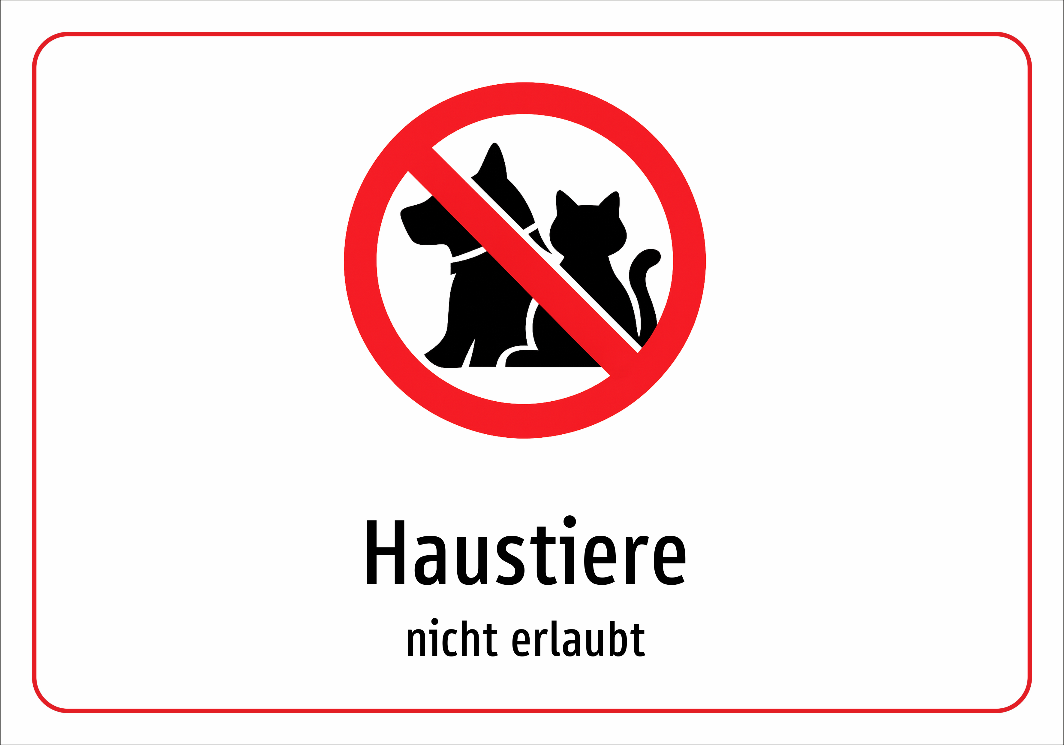 Haustiere - nicht erlaubt - Schild