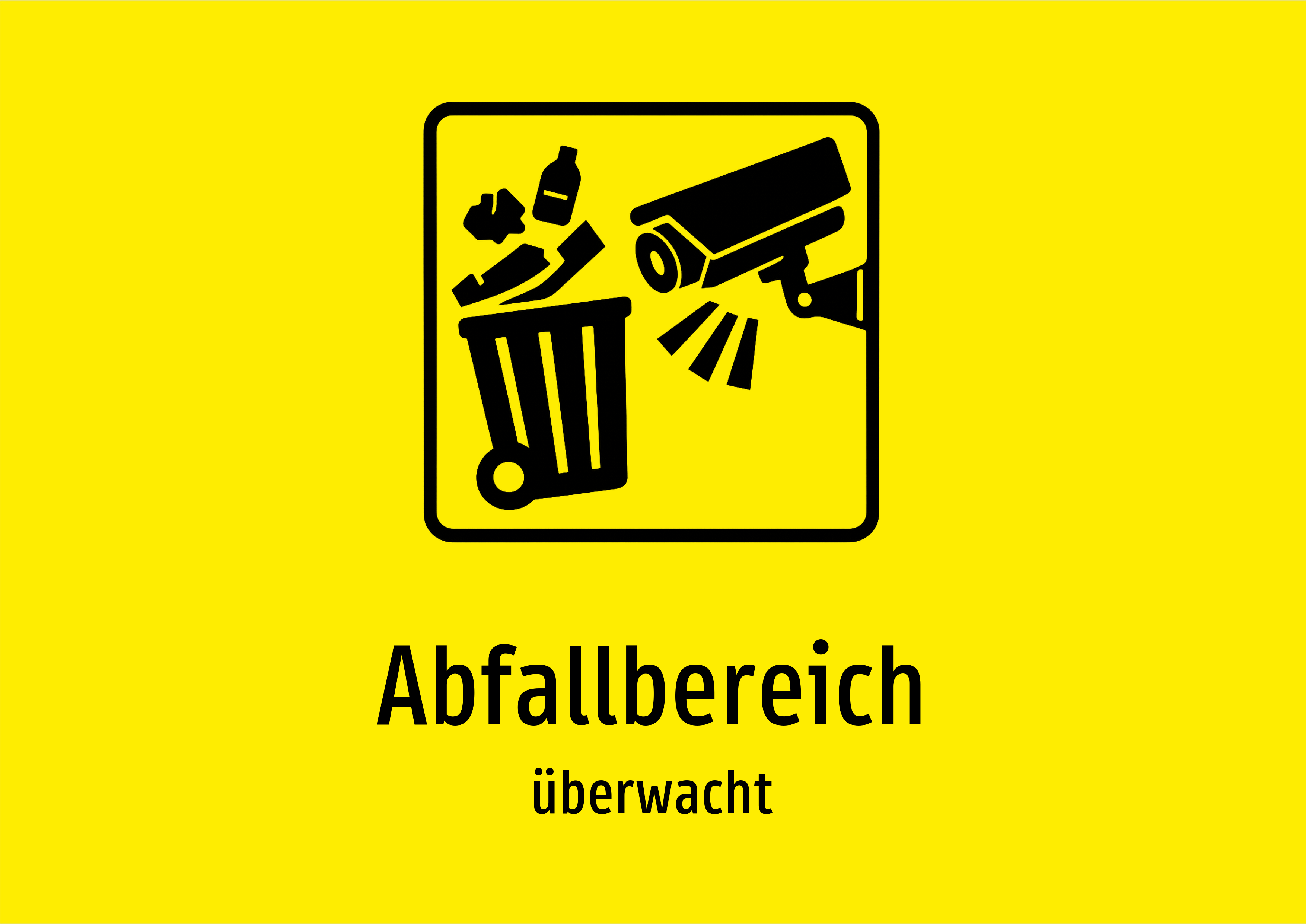 Abfallbereich - überwacht - Schild