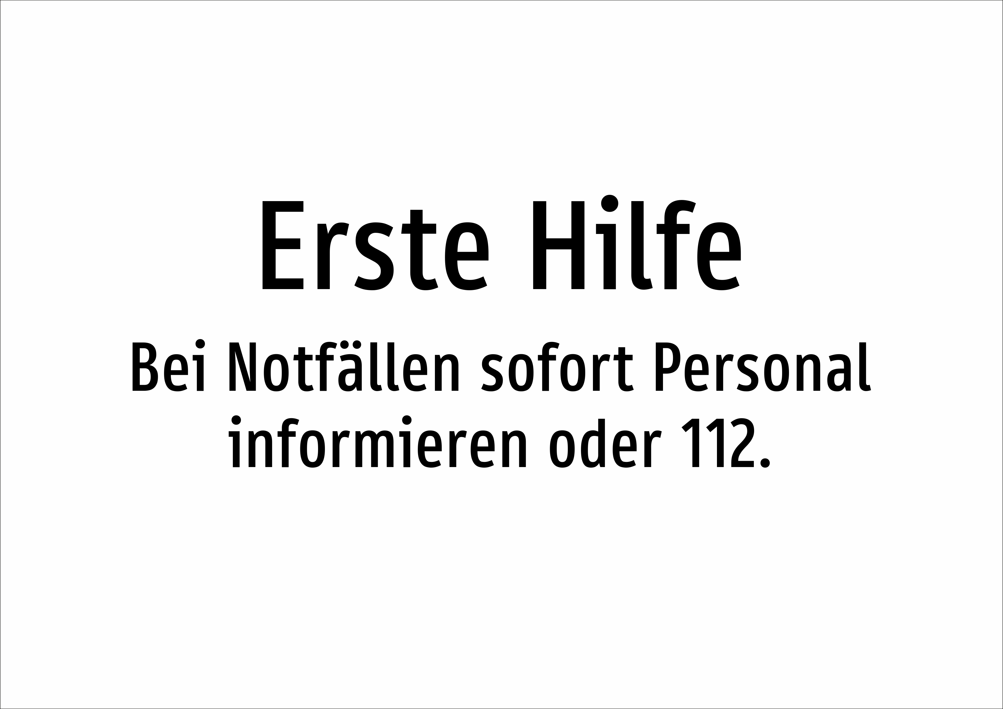 Erste Hilfe - Bei Notfällen sofort Personal informieren oder 112. - Schild - Produktbild 2