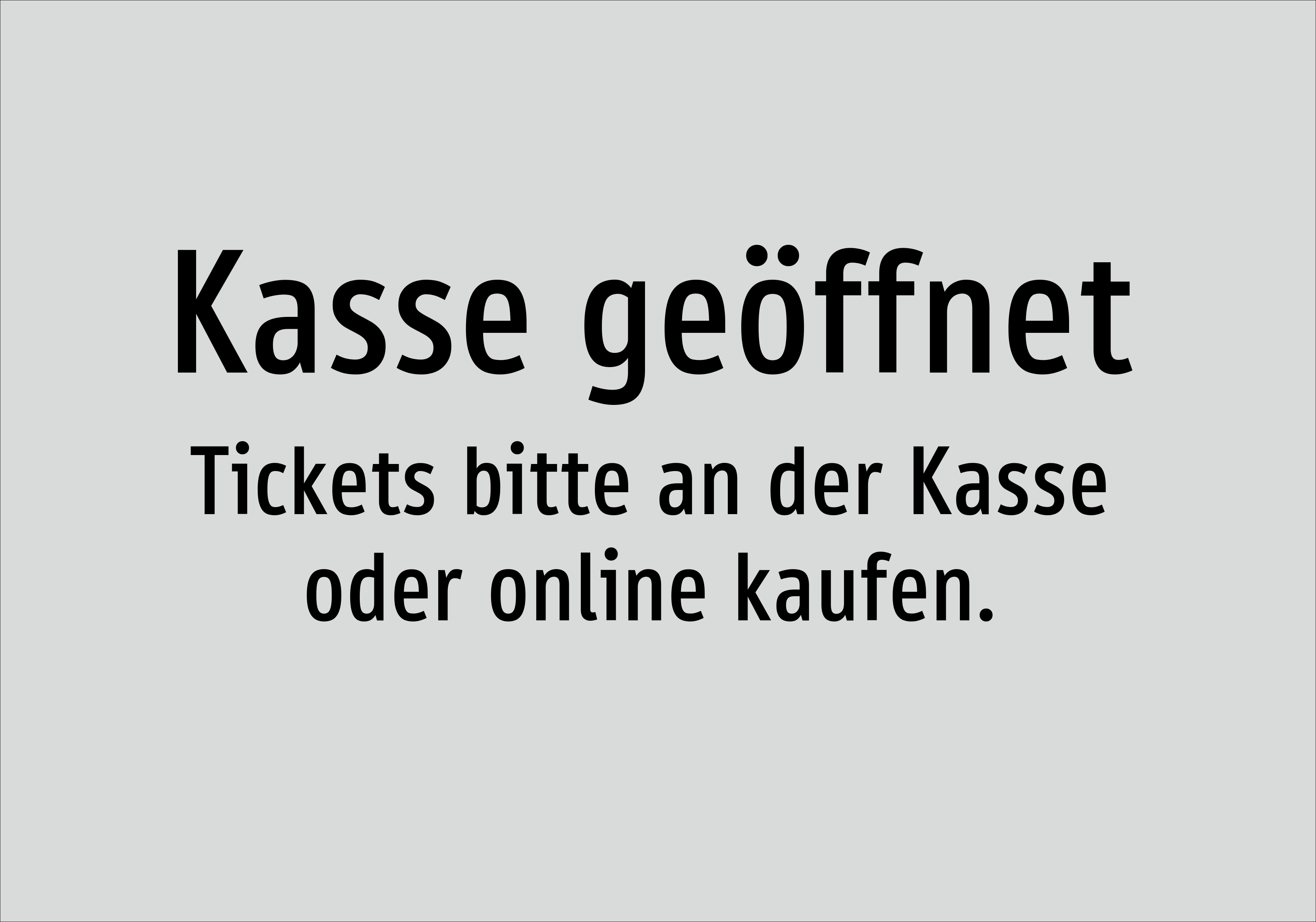 Kasse geöffnet - Tickets bitte an der Kasse oder online kaufen. - Schild - Produktbild 2