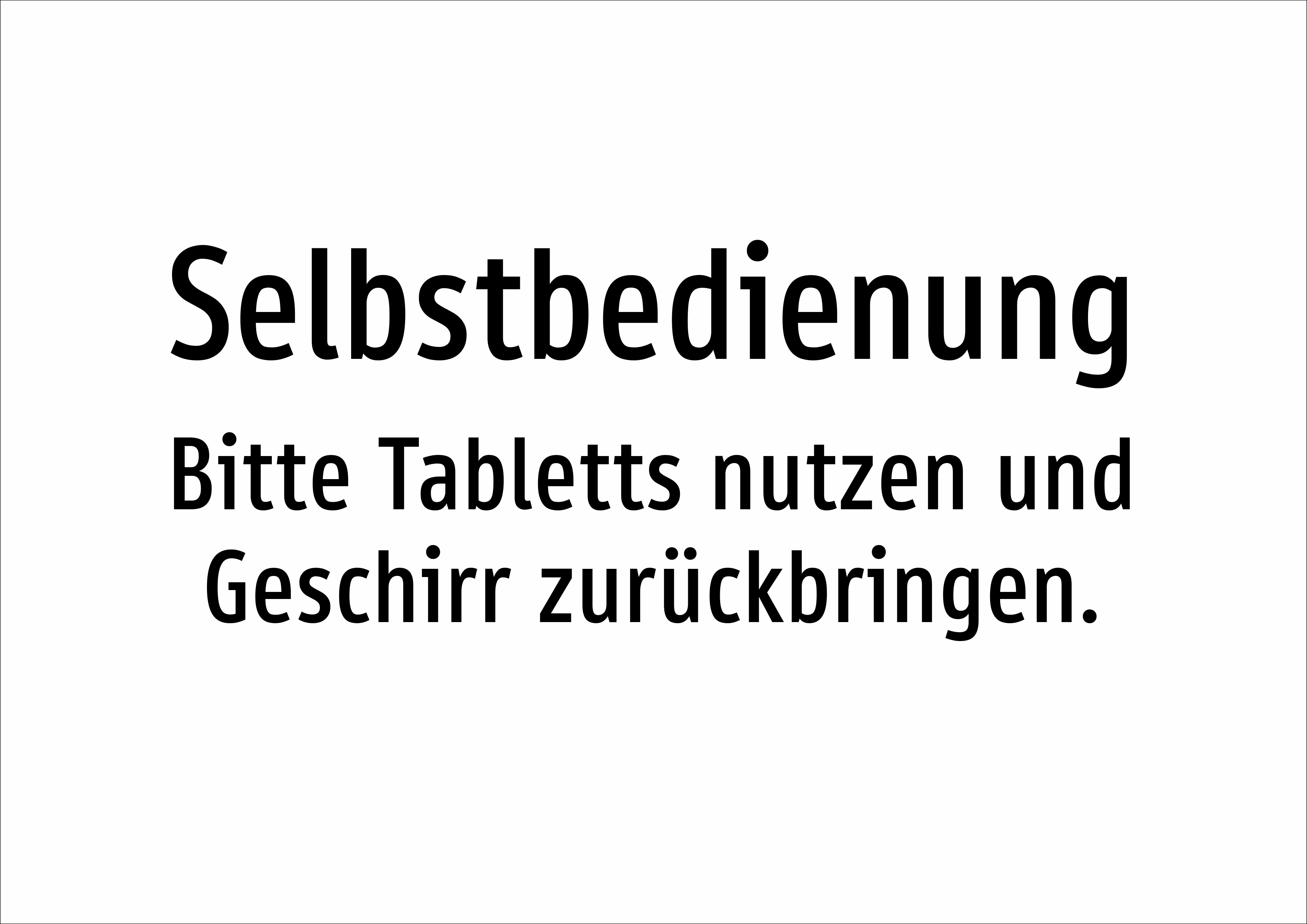 Selbstbedienung - Bitte Tabletts nutzen und Geschirr zurückbringen. - Schild - Produktbild 2